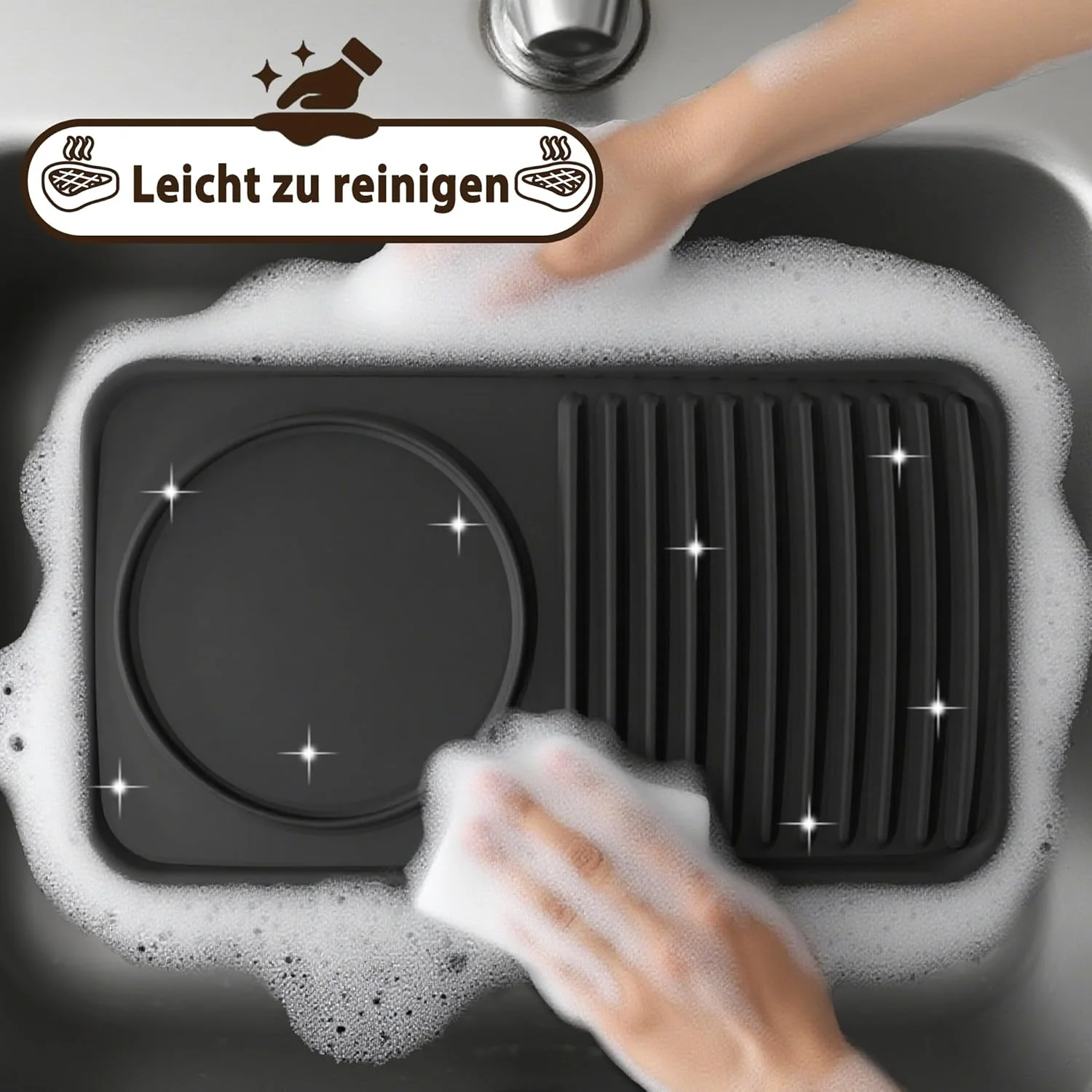 3-in-1 Raclette-Grill & Fonduelette für 12 Personen Raclette-Tischgrill mit Naturstein- und Antihaft - Image 6