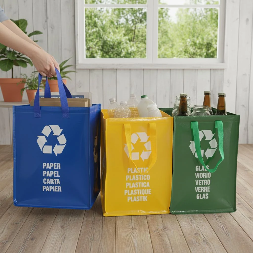 3 Pack Recyclingbeutel - Mülltrennsystem 3fach - Mülltrennsysteme - Recycling Behälter - Altglas, Al - Image 7