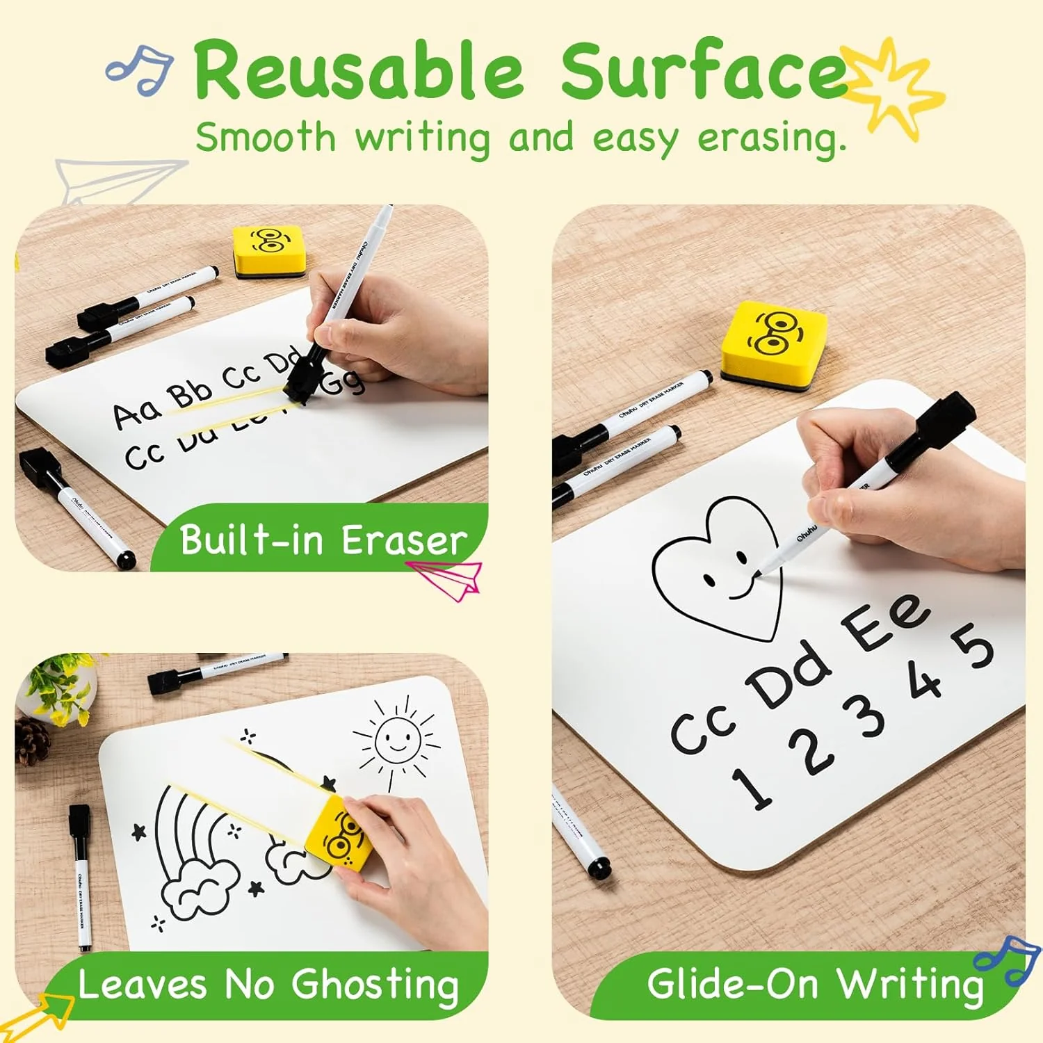 30 Stück Whiteboard Klein A4, Ohuhu 22 x 30 cm Mini Whiteboard Doppelseitiges Blanko mit 30 Stifte u - Image 4