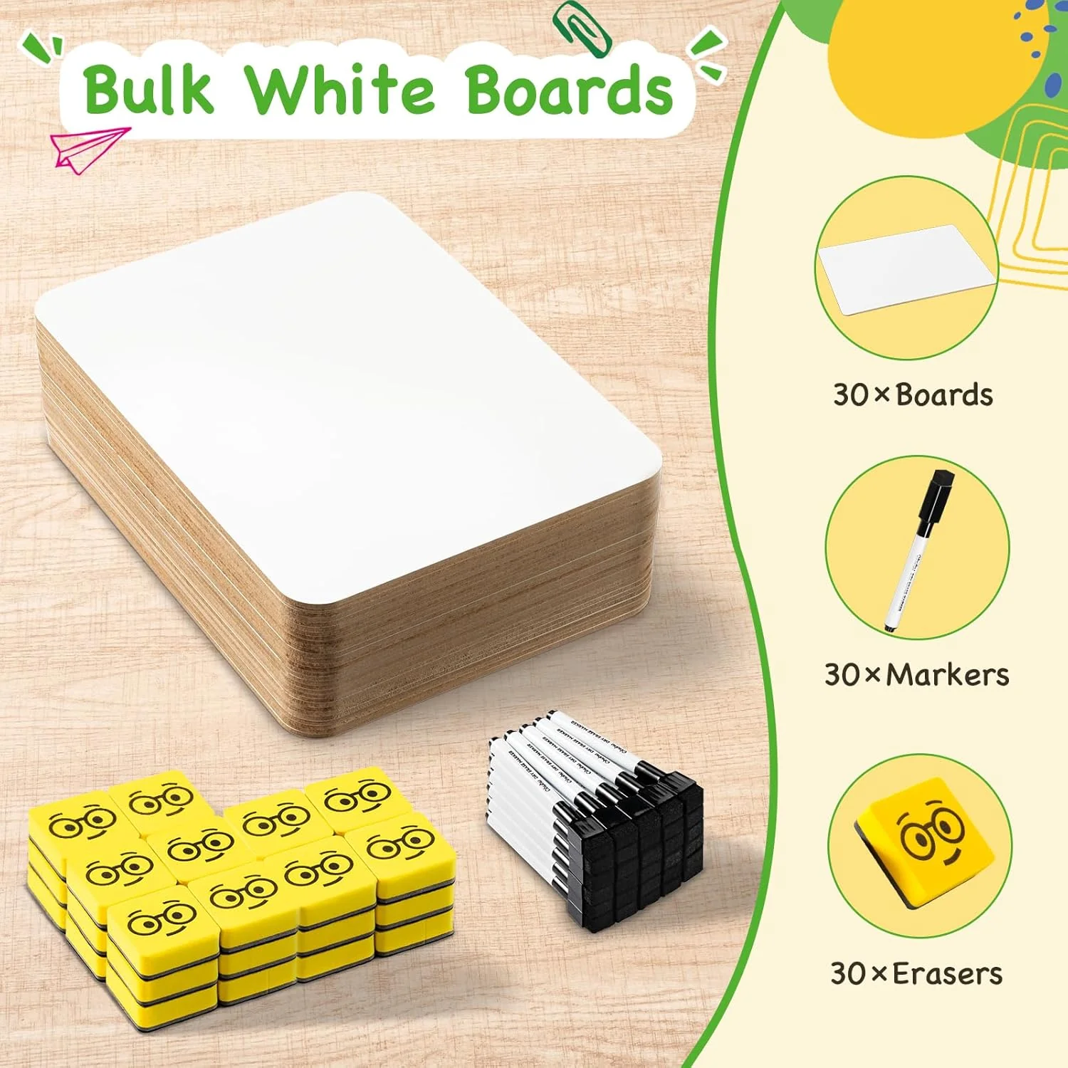 30 Stück Whiteboard Klein A4, Ohuhu 22 x 30 cm Mini Whiteboard Doppelseitiges Blanko mit 30 Stifte u - Image 5