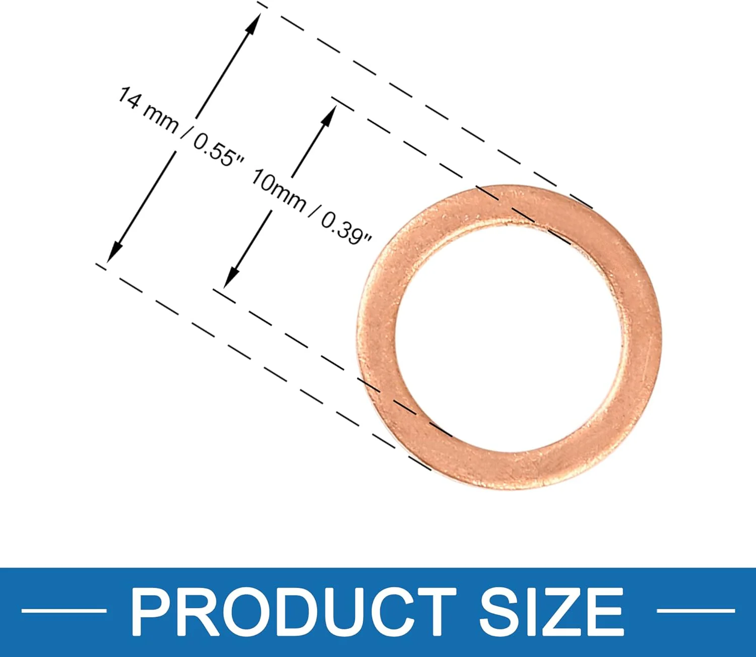 30 Stück Kupfer Scheibe Ersatz 10 x 14 x 1.5mm Flache Dichtung Ring - Image 3