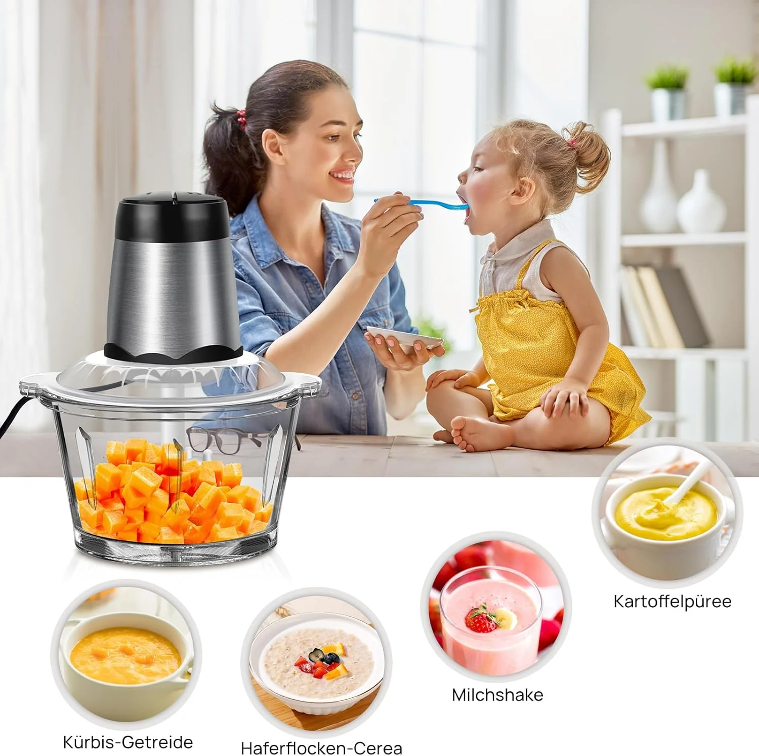 300W Multifunktions-Küchenmaschine – 2L Mini-Food-Processor für Gemüse, Knoblauch, Gewürze & Kräuter - Image 7