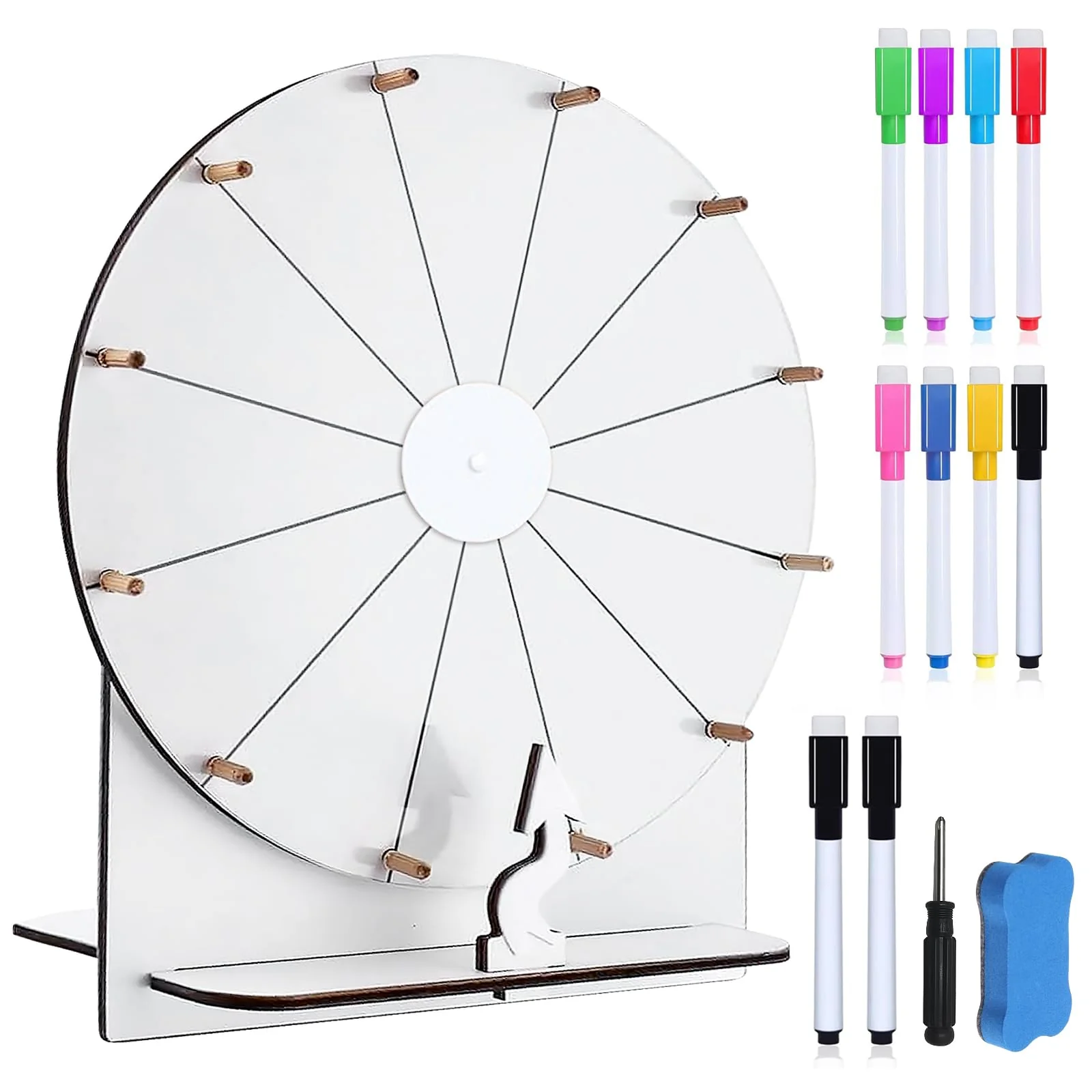 30cm Grosses Glücksrad Set, Glücksrad Zum Drehen Mit Ständer Und Markierstift, Hölzernes Glücksrads, - Image 8