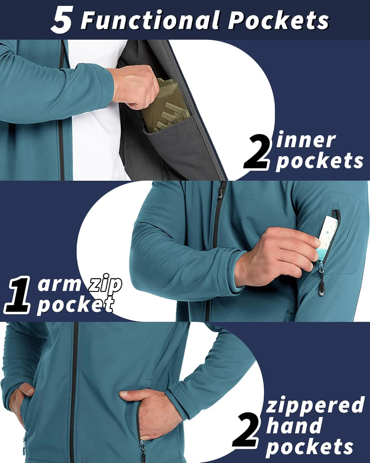 33,000ft Herren Softshell Jacke Outdoor Funktionsjacke Freizeitjacke Wasserdicht Windbreaker Regenja - Image 4