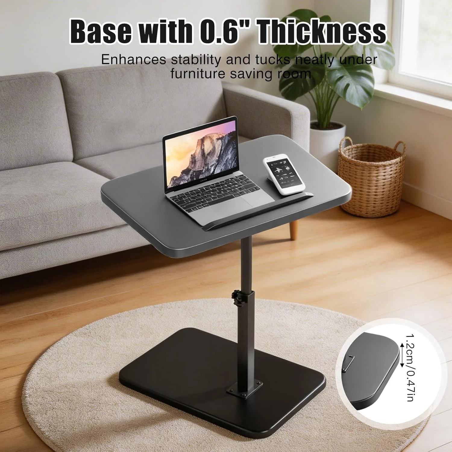 360° Drehbarer Beistelltisch, Beistelltisch C Form Höhenverstellbar von 45-80 cm, Nachttisch Kaffeet - Image 5