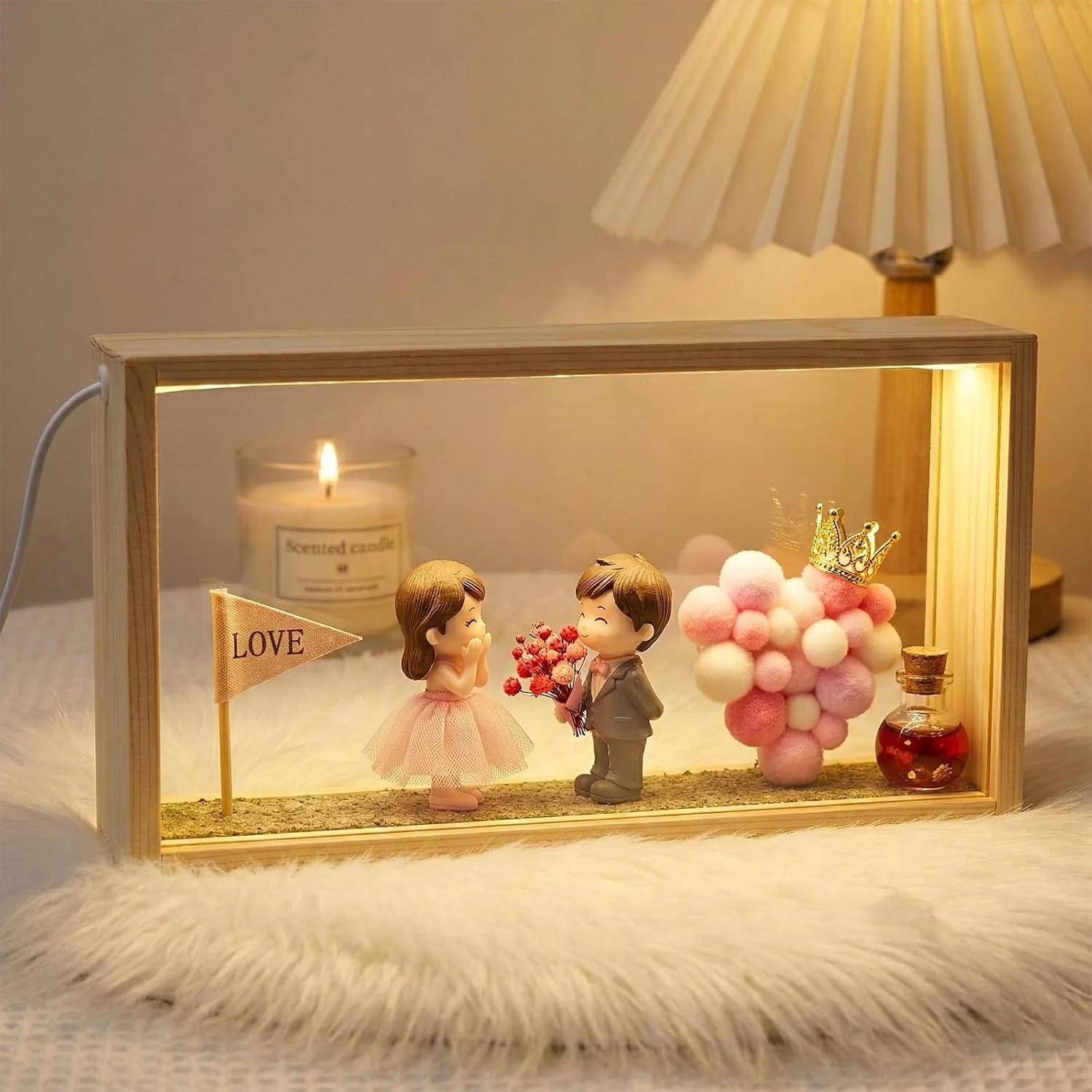3D Bilderrahmen zum Befüllen, 26*6*13cm Objektrahmen Holz, leuchtender Fotorahmen, LED-Display-Artik - Image 5