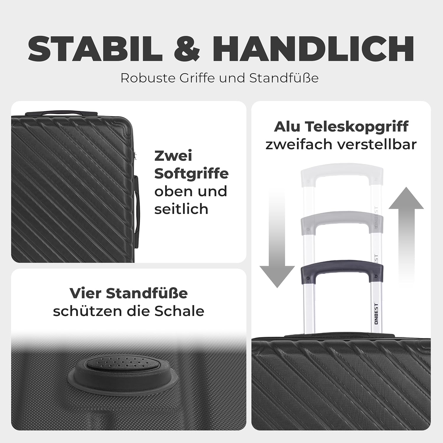 3erKoffersetXXL Komplettpaket – Sichere und leichte ABS Hartschalenkoffer 20"24"28" mit Rollen – Rei - Image 6