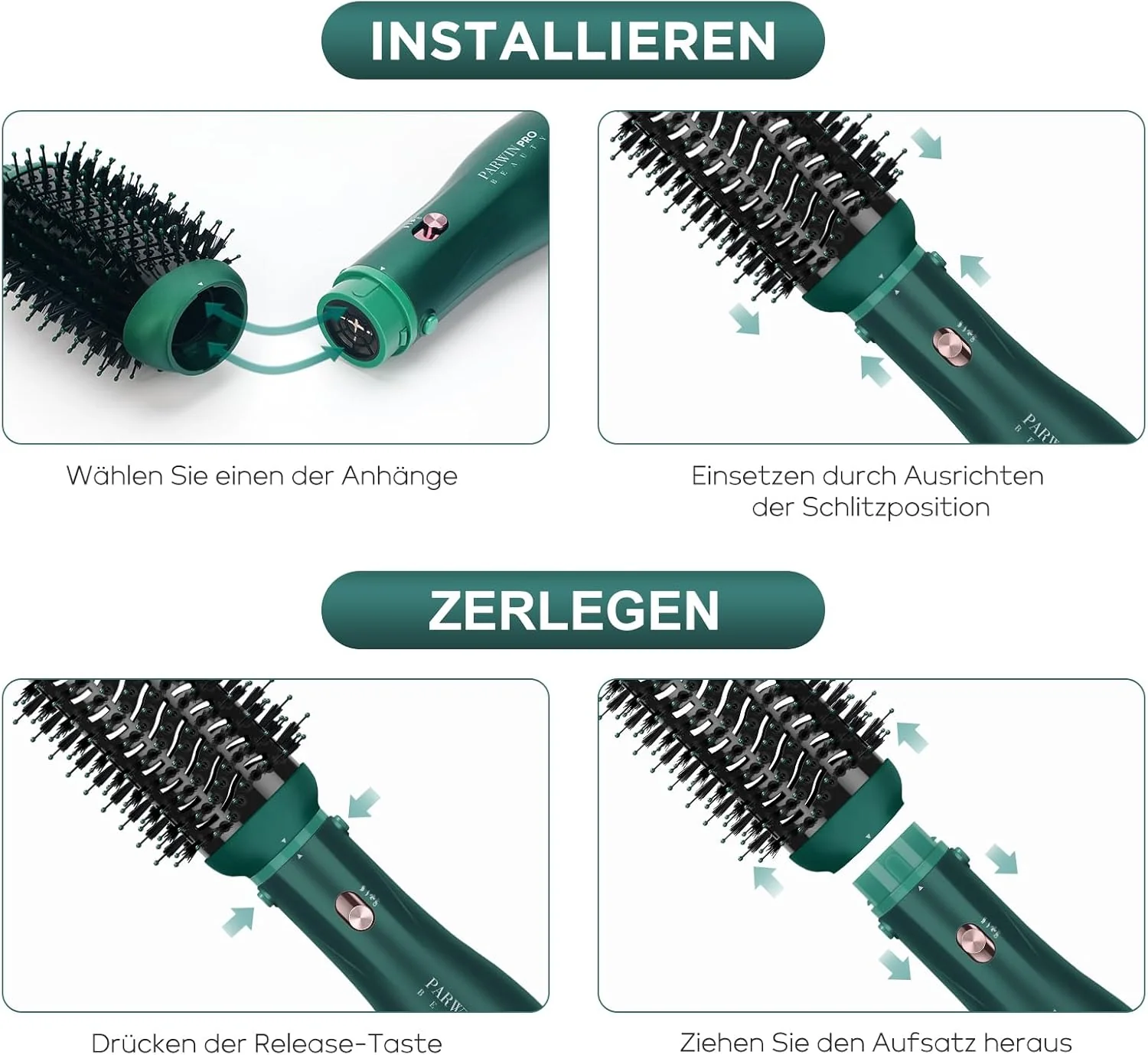 4 IN 1 Haartrockner Warmluftbürste Set, PARWIN PRO BEAUTY Styler-Set, Föhnbürste Lockenbürste mit 4 - Image 3