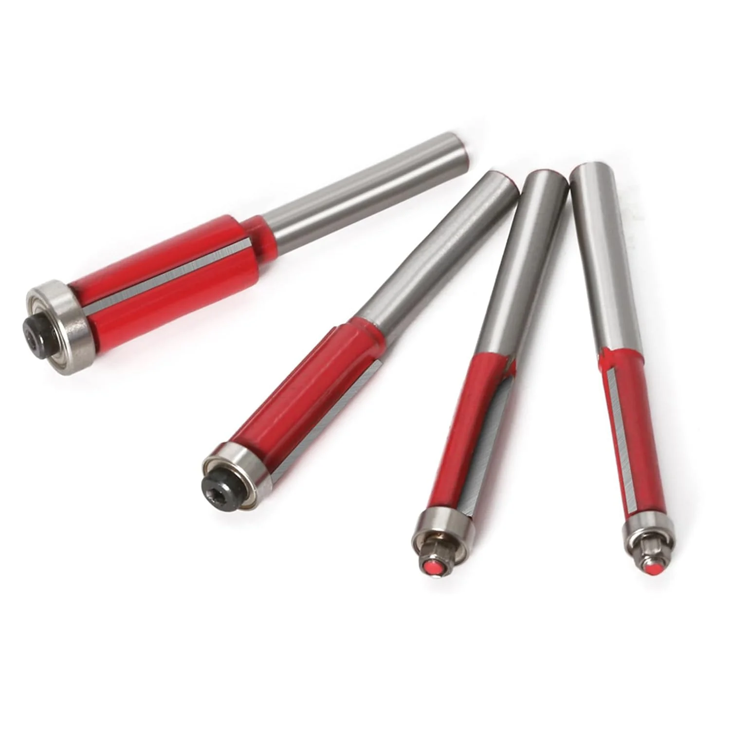 4 Stück Bündigfräser 6mm Schaft, Bündigfräser Fräser Set, Doppelseitiger Fräser mit Lagern, Holzschn - Image 4