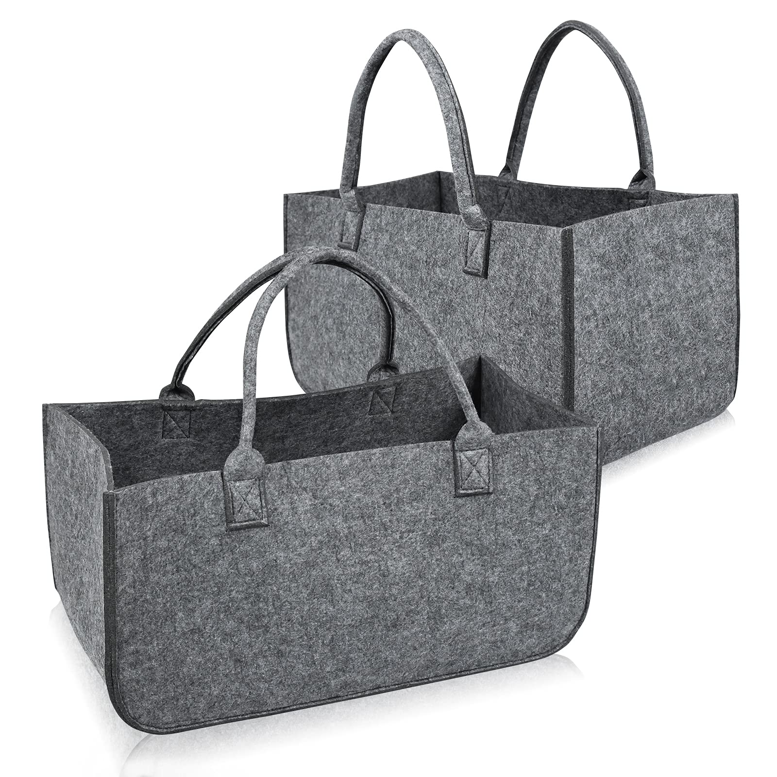 4 Stück Filztaschen Kaminholztasche Filz, Faltbar Kaminholzkorb Filztasche Shopper für Holz Zeitunge
