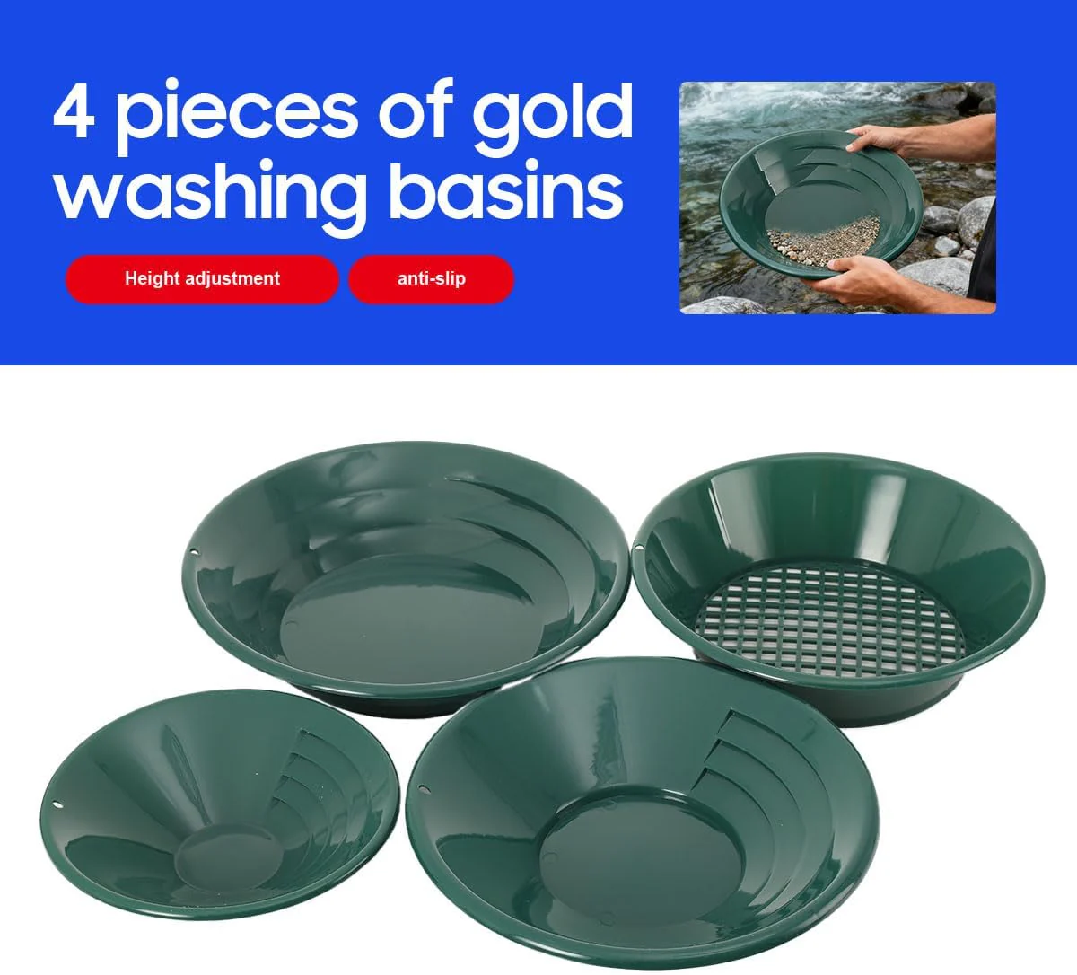 4 Stück Goldwaschpfanne Goldwannenset Kunststoff Goldpfanne Traditionelle Goldwaschen Suchdetektor G - Image 2