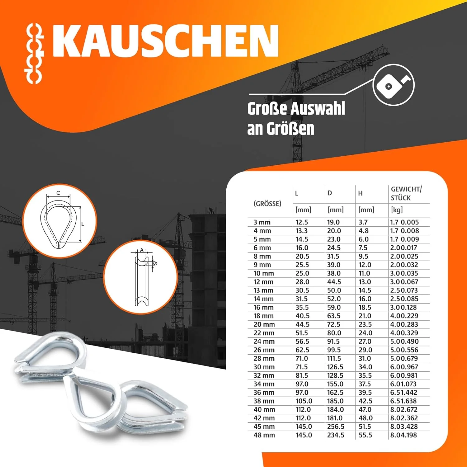 40m DRAHTSEIL SET 5mm 6x7+FC + 4x SEILKLEMMEN + 2x KAUSCHE verzinkt Stahlseil Forstseil Windenseil S - Image 7