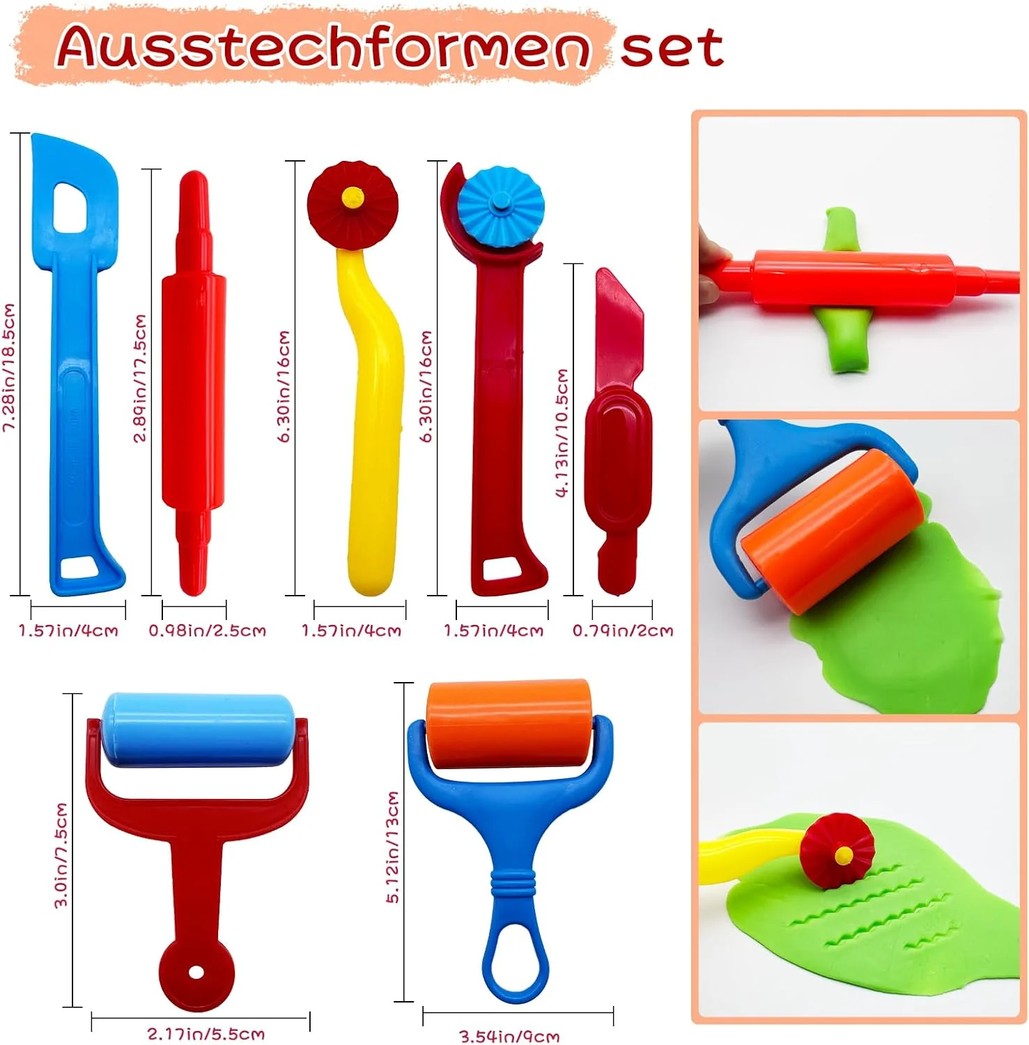 41 Stück Knete Zubehör, Play Doh Knete Set enthält eine Nudelmaschine, Keksausstecher, Küche Spielze - Image 3
