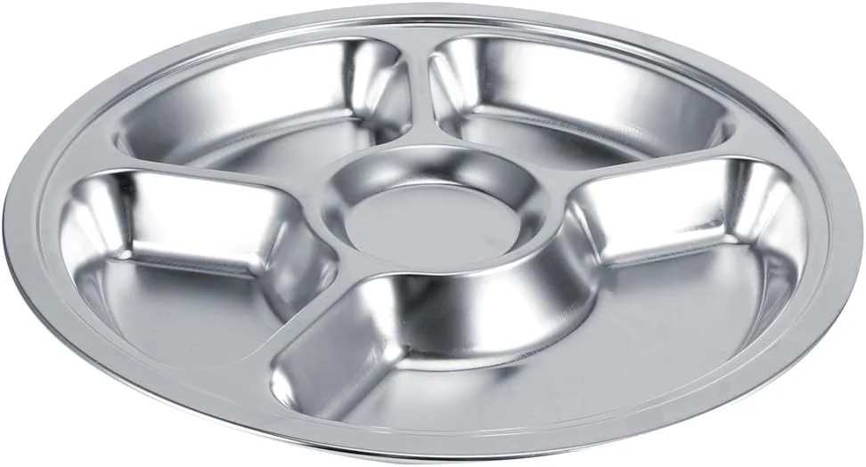 5 Stück Edelstahl Speiseteller, Runder Geteilter Teller, Dicker Teller für Kinder, Serviertablett fü - Image 8
