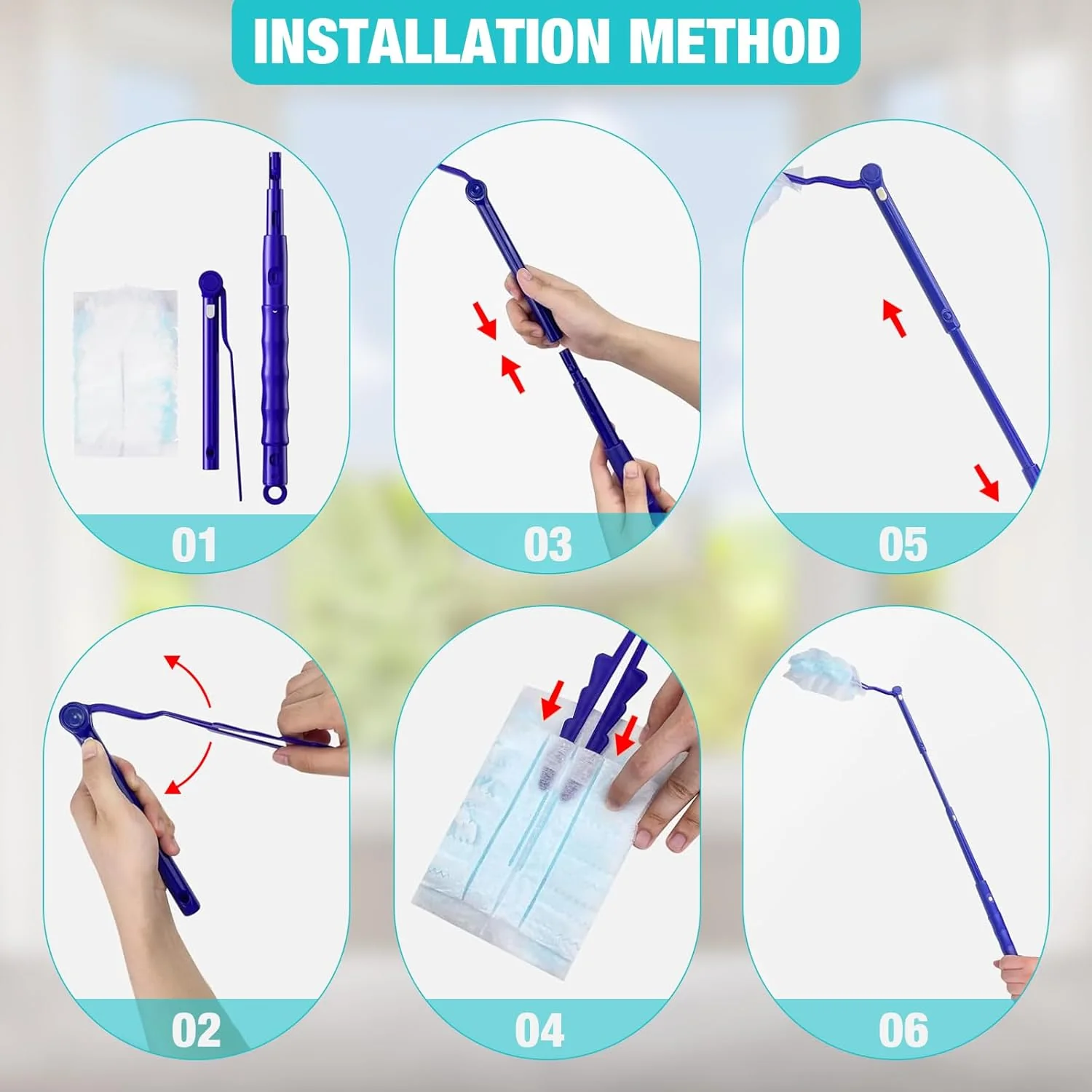 50 Stück Staubmagnet Nachfüllpack für Swiffer Mit Griff, Staubwedel und Teleskopstange für Zuhause, - Image 4