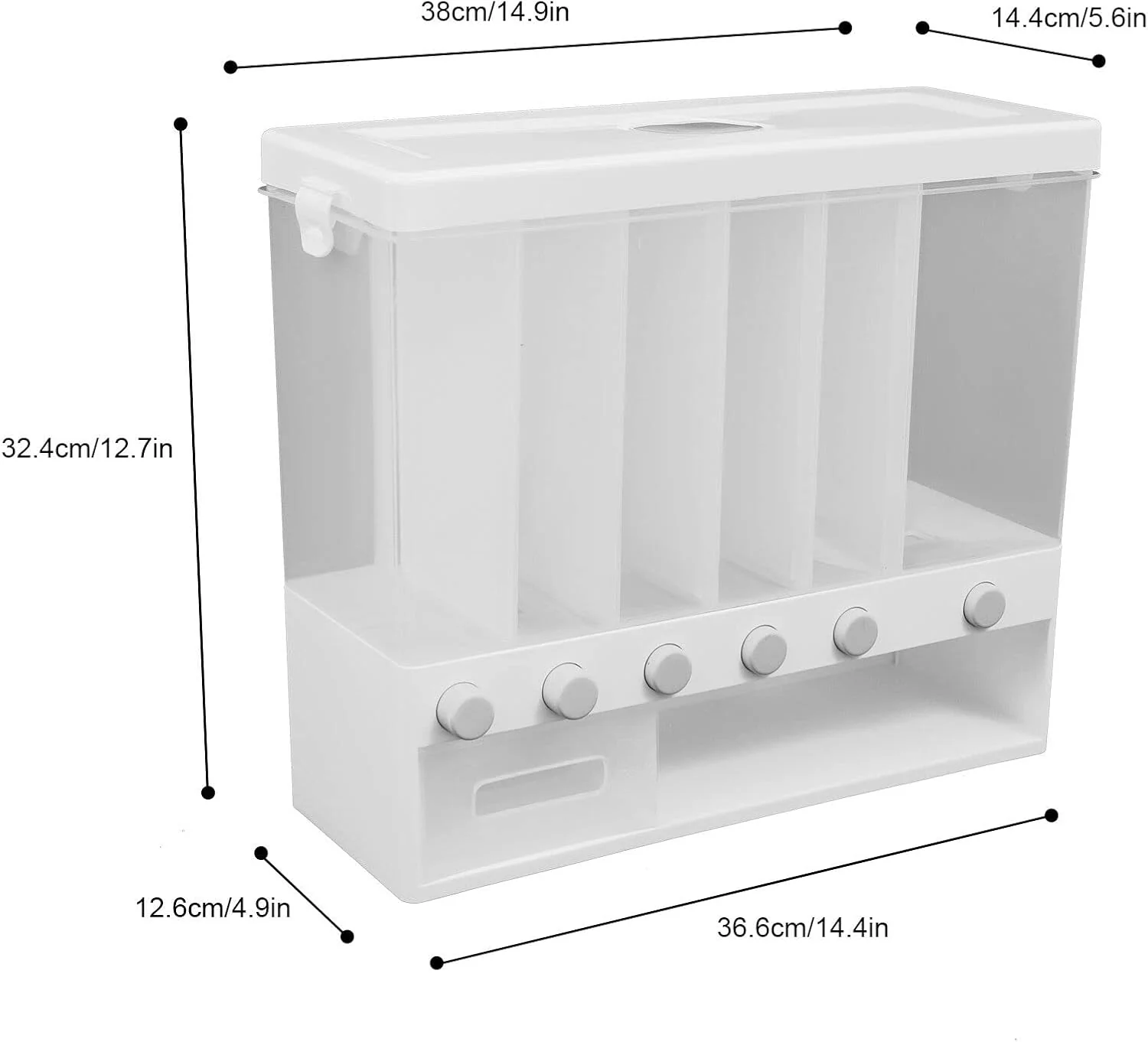 6 Gitter Müslispender Küche Trockenfutter Spender Getreidespender Automat Cerealienspender Wand Mont - Image 4