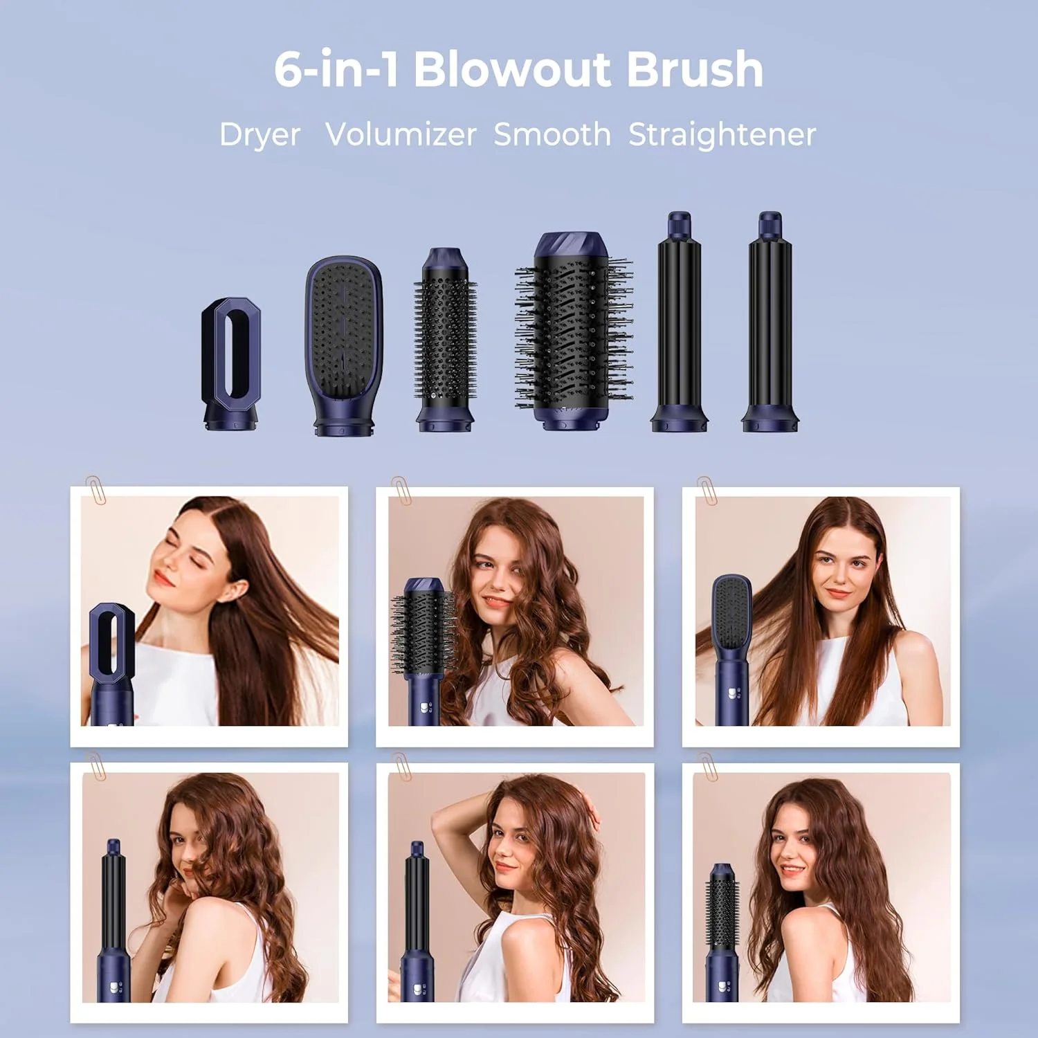 6 in 1 Haarstyler & Haar Föhn mit Automatischer Lockenstab Wrap, Haartrockner, Thermal Brush, Warmlu - Image 2