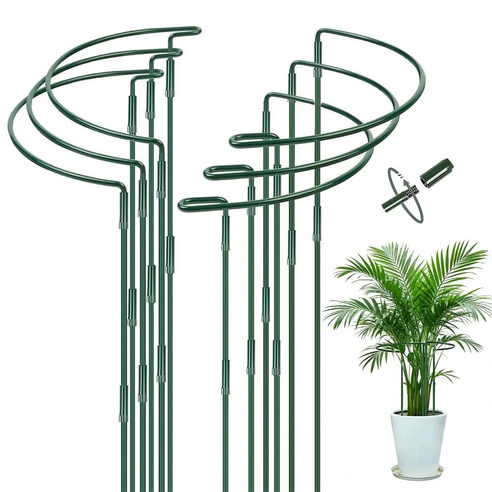 6 Stück Pflanzenstütze Halbrund, 25 x 60 cm Befestigbare Pflanzenhalter Metall, Staudenhalter, Blume