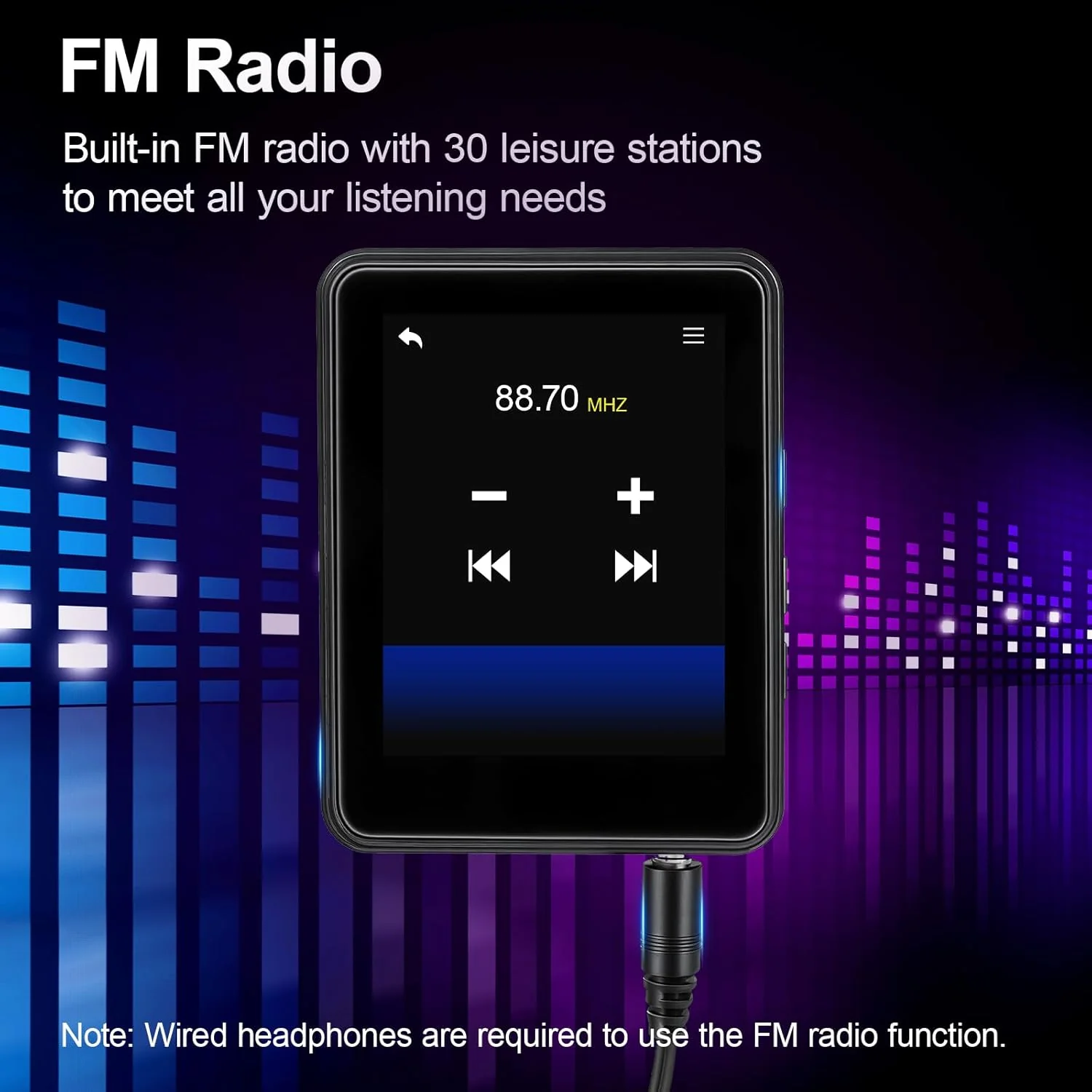 64GB MP3 Player Bluetooth 5.2 - MP3-Player 2.4" Full Touchscreen Tragbarer MP3 Player mit Lautsprech - Image 6