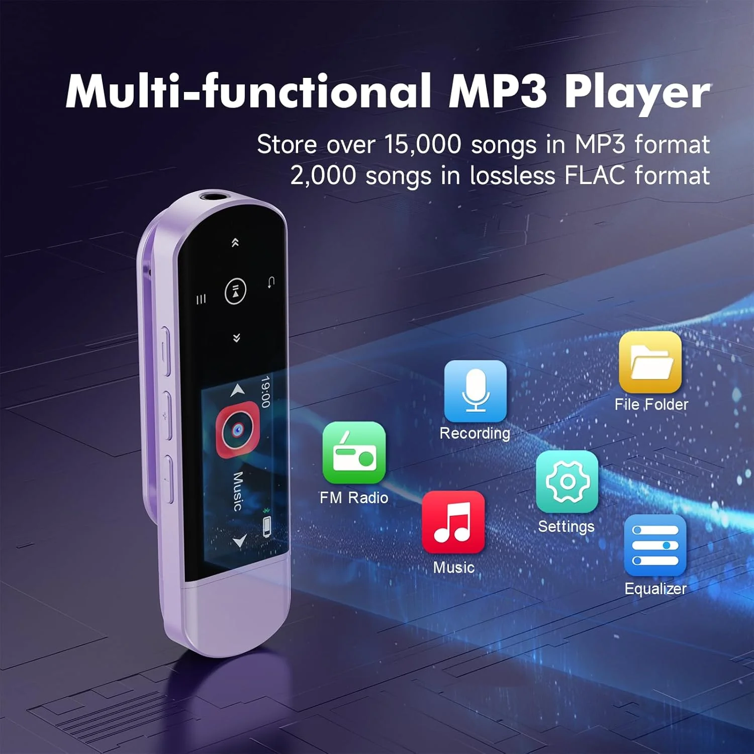 64GB Tragbarer USB MP3 Player mit Bluetooth 5.3, Clip für Sport & Laufen, FM Radio, Voice Recorder, - Image 8
