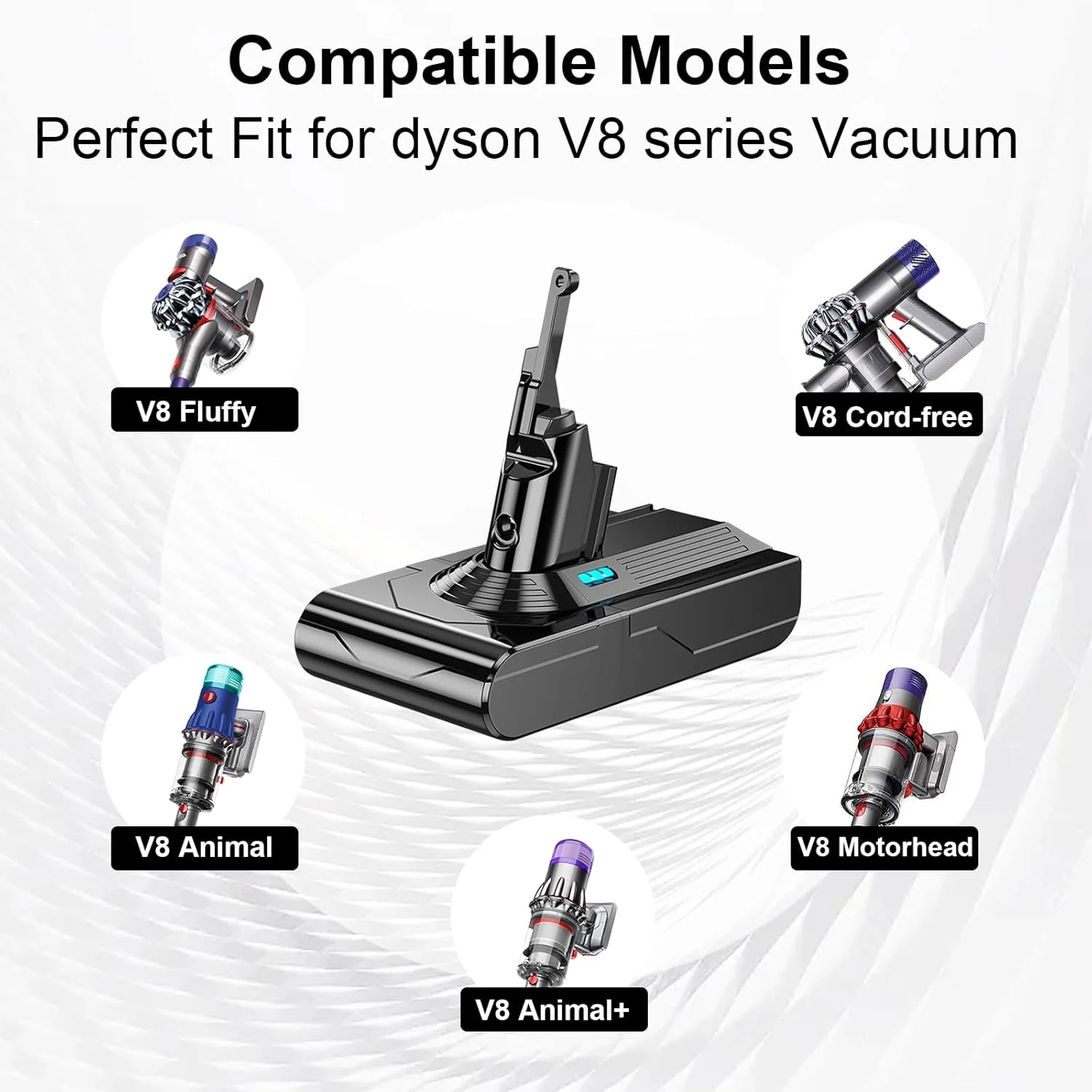 6800 mAh Ersatzakku für Dyson V8, Akku kompatibel mit Dyson V8 Staubsaugerserie + 2 Filter,für SV10 - Image 6