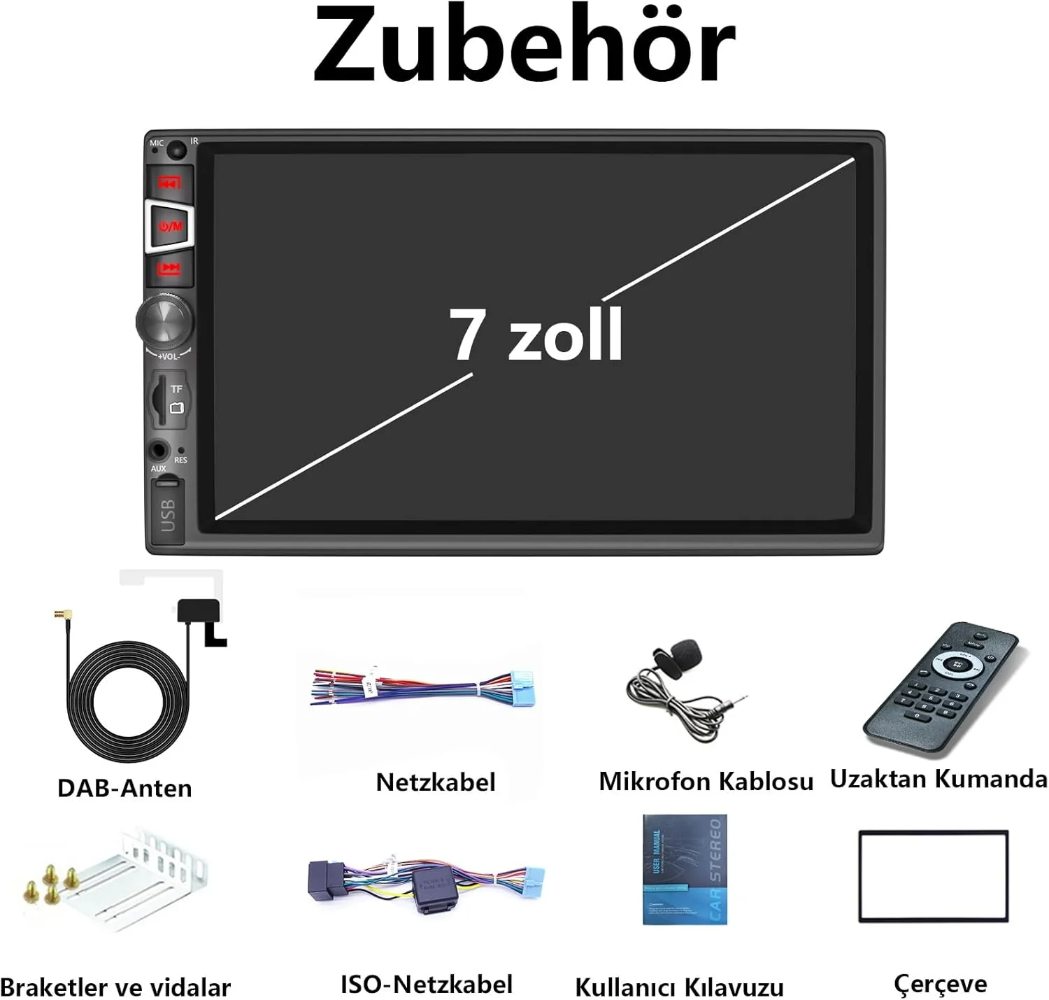 7 Zoll Doppel Din Autoradio mit drahtlosem CarPlay & Android Auto, Bluetooth, Full-Touch-Autoradio-D - Image 8