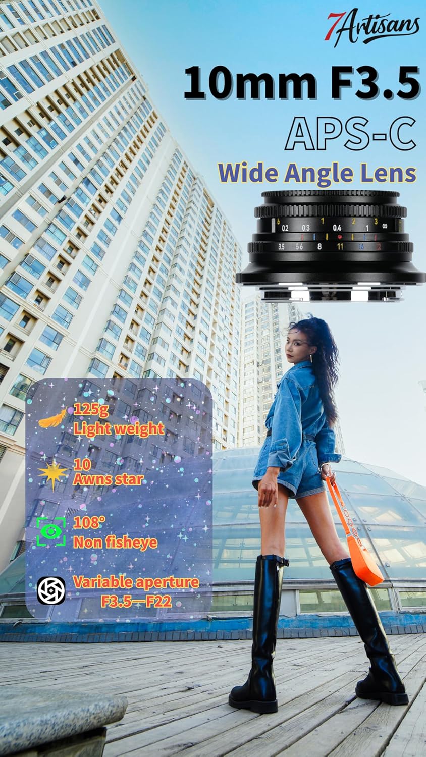 7Artisans 10mm F3.5 Pancake Ultraweitwinkel for Sony E-Mount Objektiv, APS-C manueller Fokus, 108°,1 - Image 2