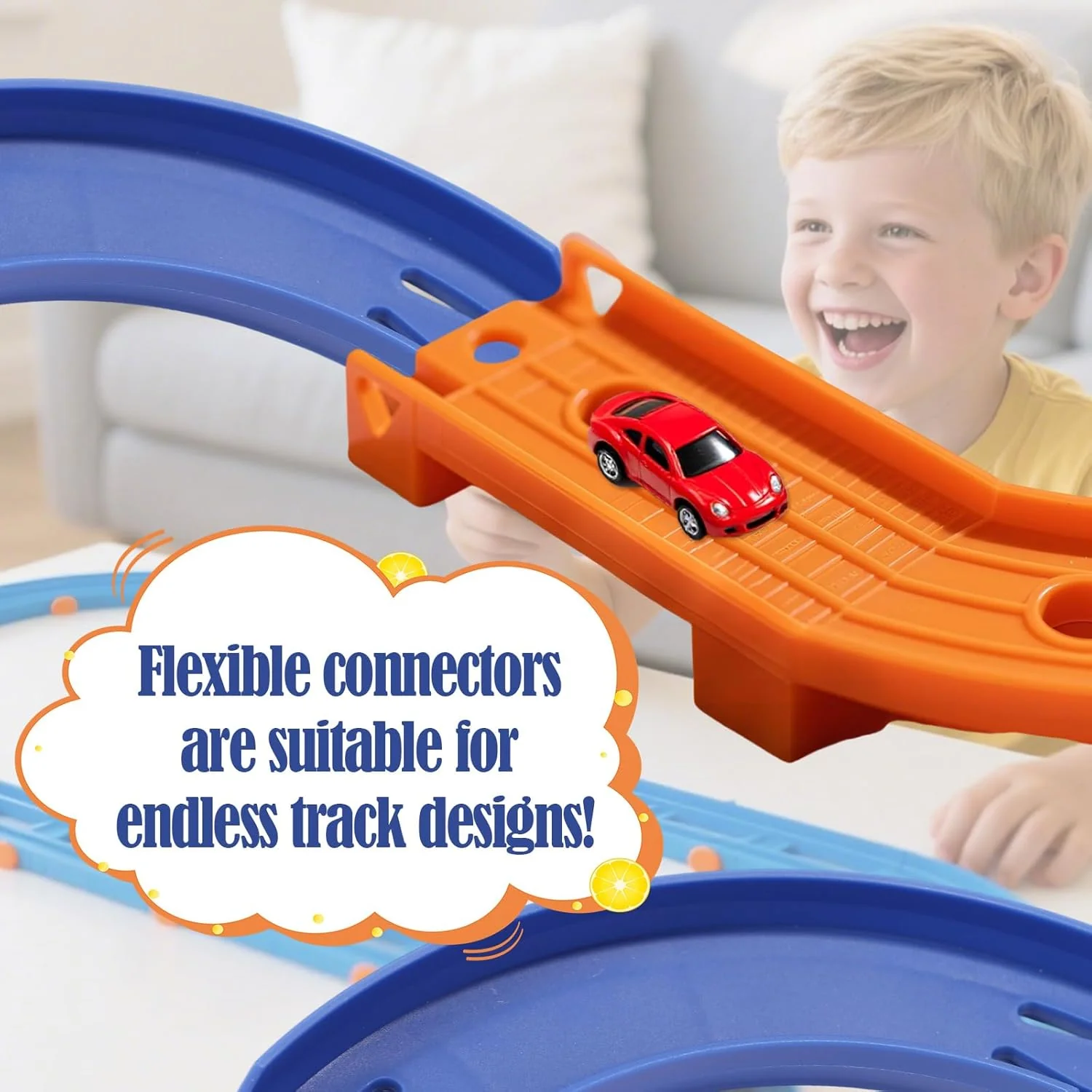 8 Stück Gebogene Schienenstücke Kompatibel mit Hot Wheels Spielzeugautos, ABS Rennstreckenverbinder - Image 7