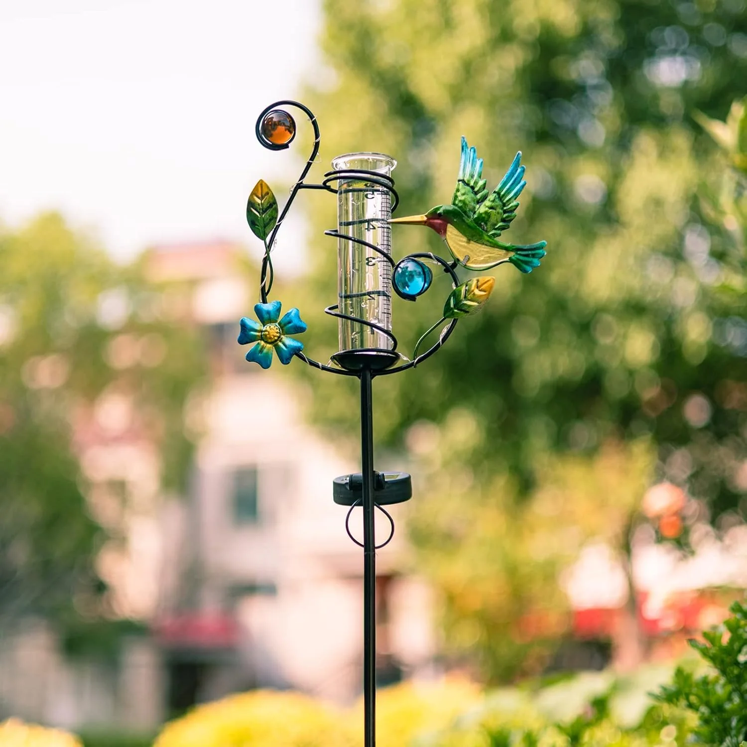 89,9 cm Kolibri-Regenmesser für den Aussenbereich – Solar-Regenmesser mit LED-Licht für Höfe, Rasen, - Image 8