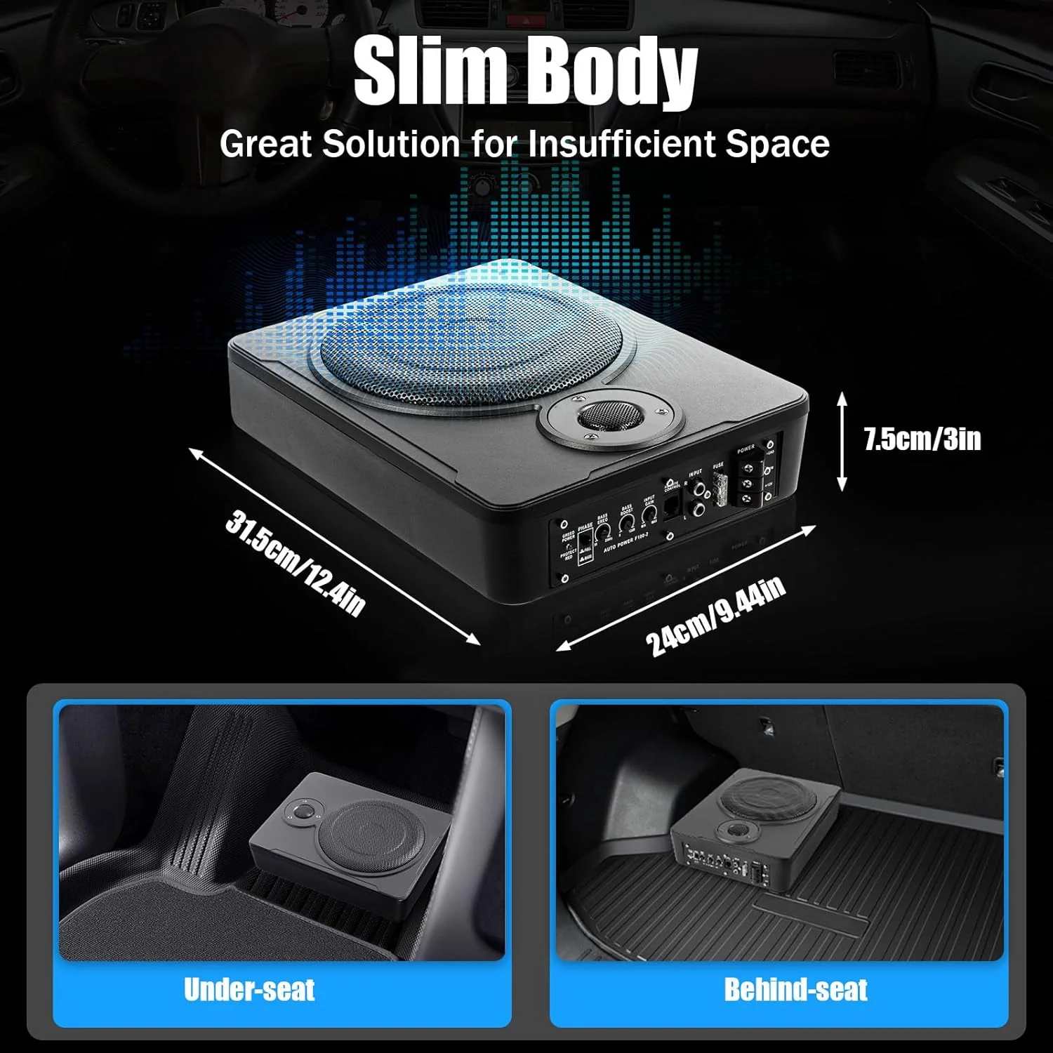 9 Zoll Auto Subwoofer Aktiv, High Power Pure Bass Untersitz-Leistungsverstärker Lautsprecher, Einste - Image 5