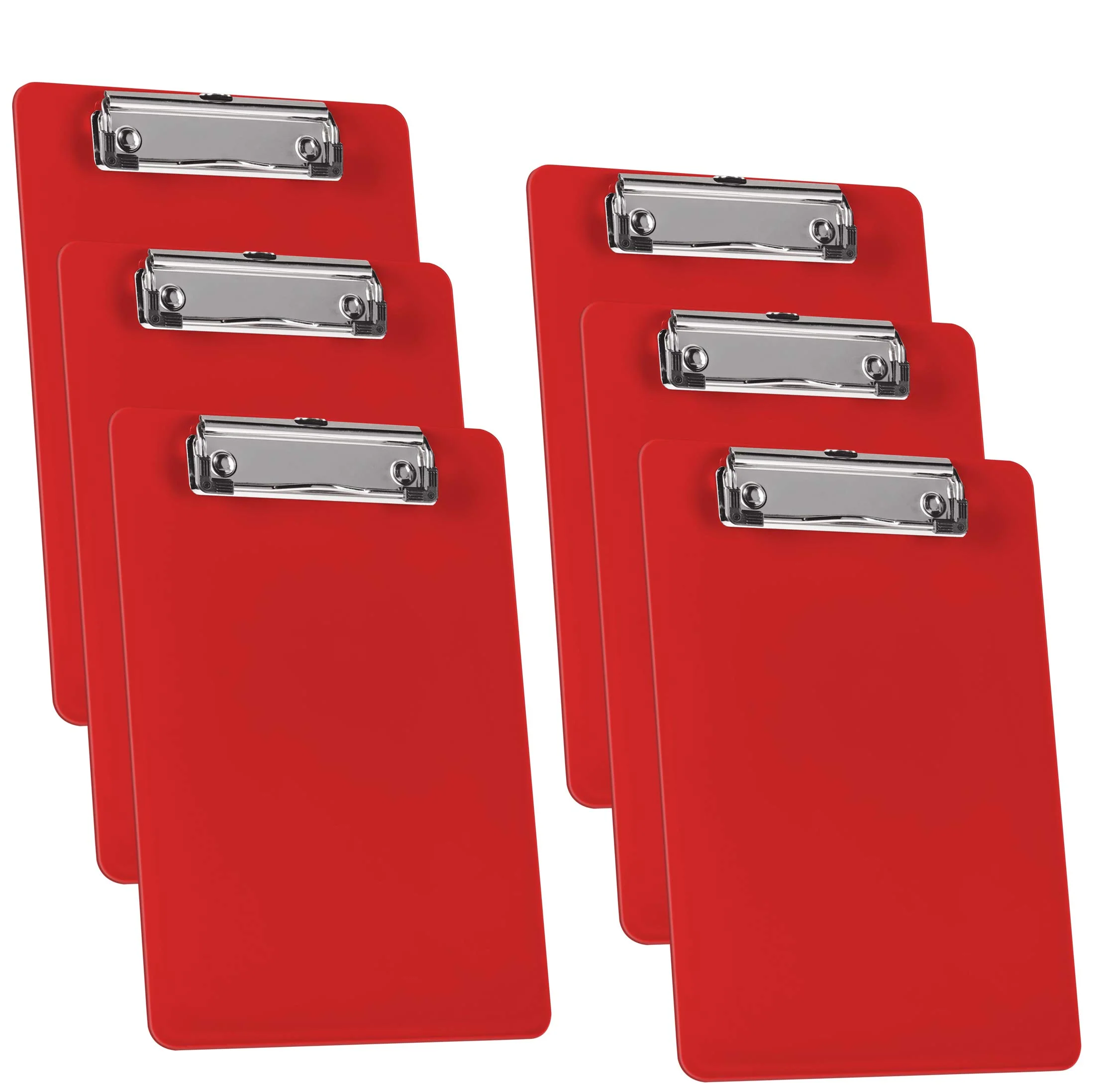 Acrimet Klemmbrett Memo (23.5 cm x 16 cm) Flacher Metallklammer (Rot Farbe) (Plastik) (6er-Pack)