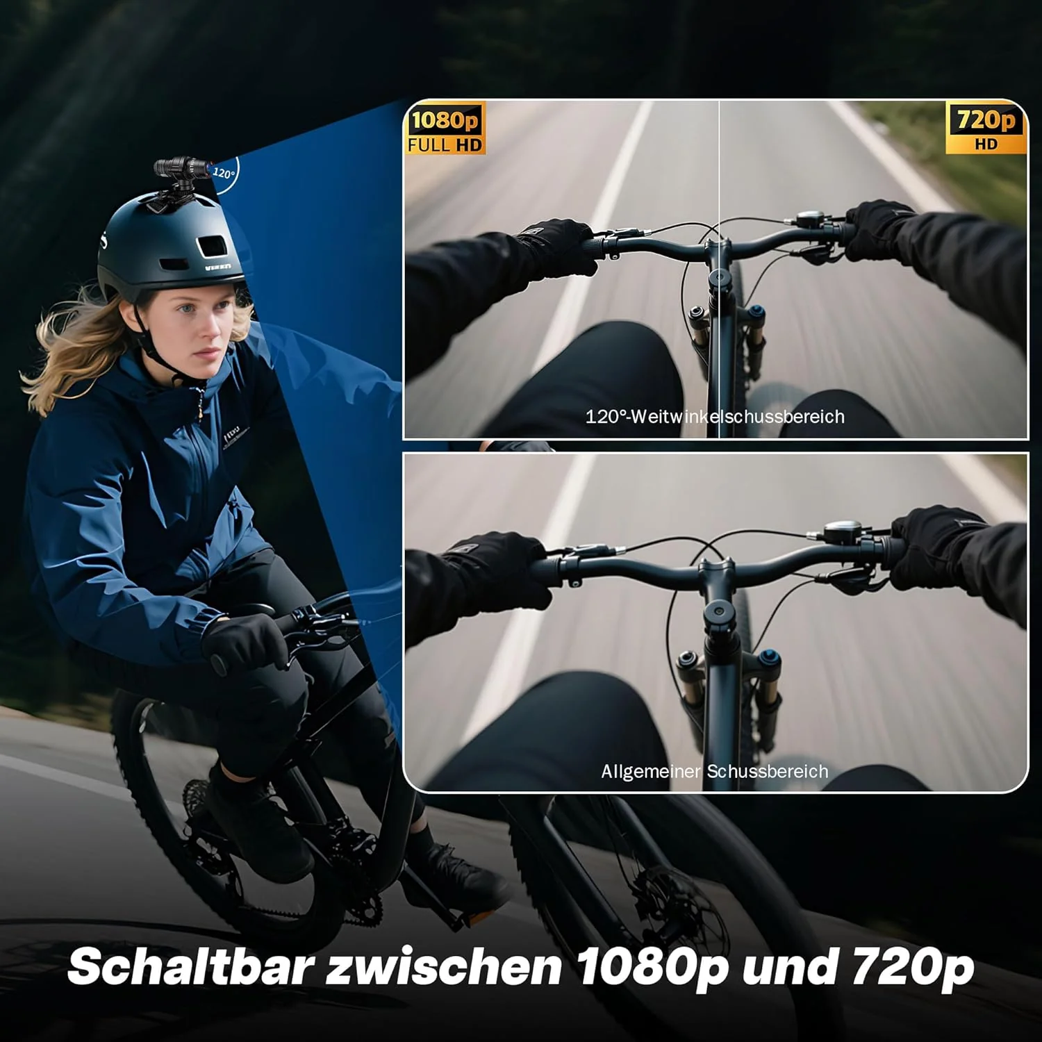 Action Cam, 1080P HD & 120° Weitwinkel Action Kamera, Helmkamera Fahrrad, Wasserdicht Fahrrad Kamera - Image 5