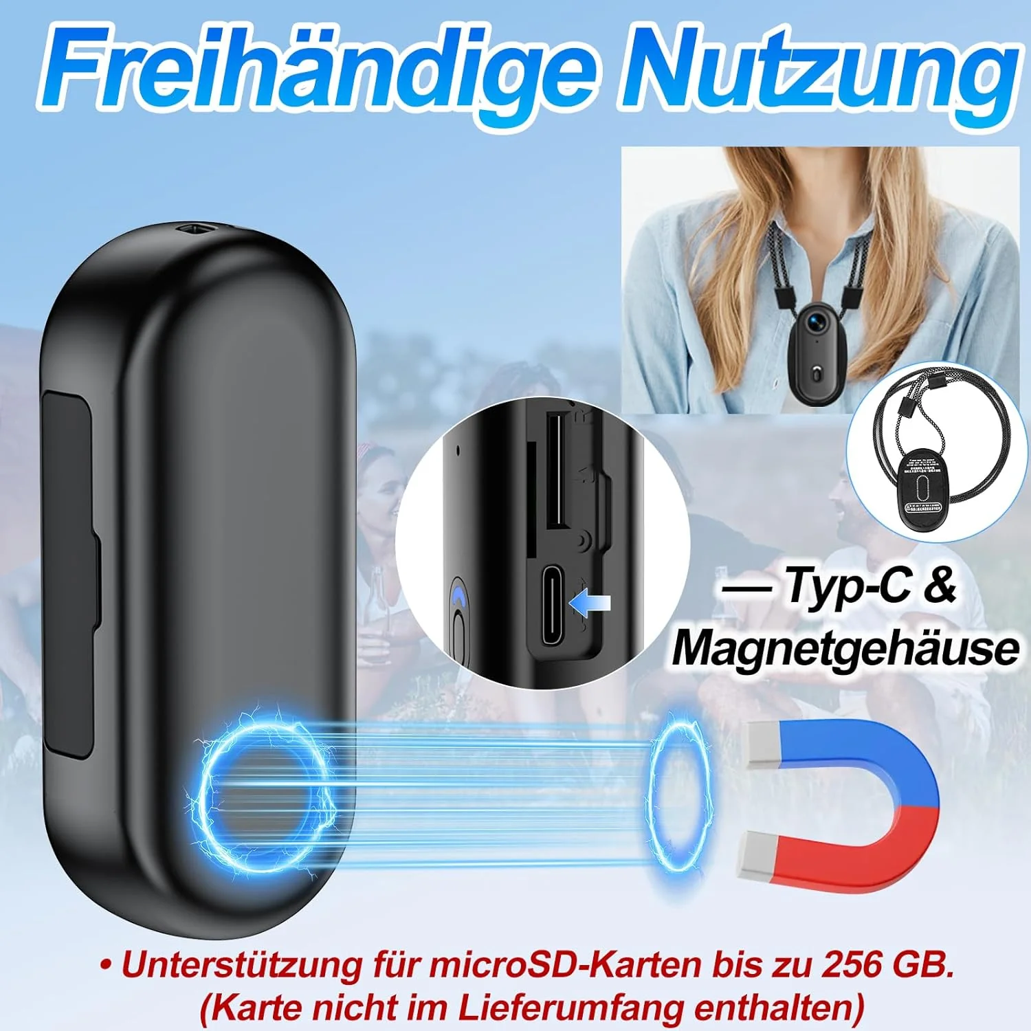 Action Cam Mini, 1080P HD Bodycam WiFi Mit Wasserdichter Hülle, 150° Weitwinkelobjektiv Actionkamera - Image 2