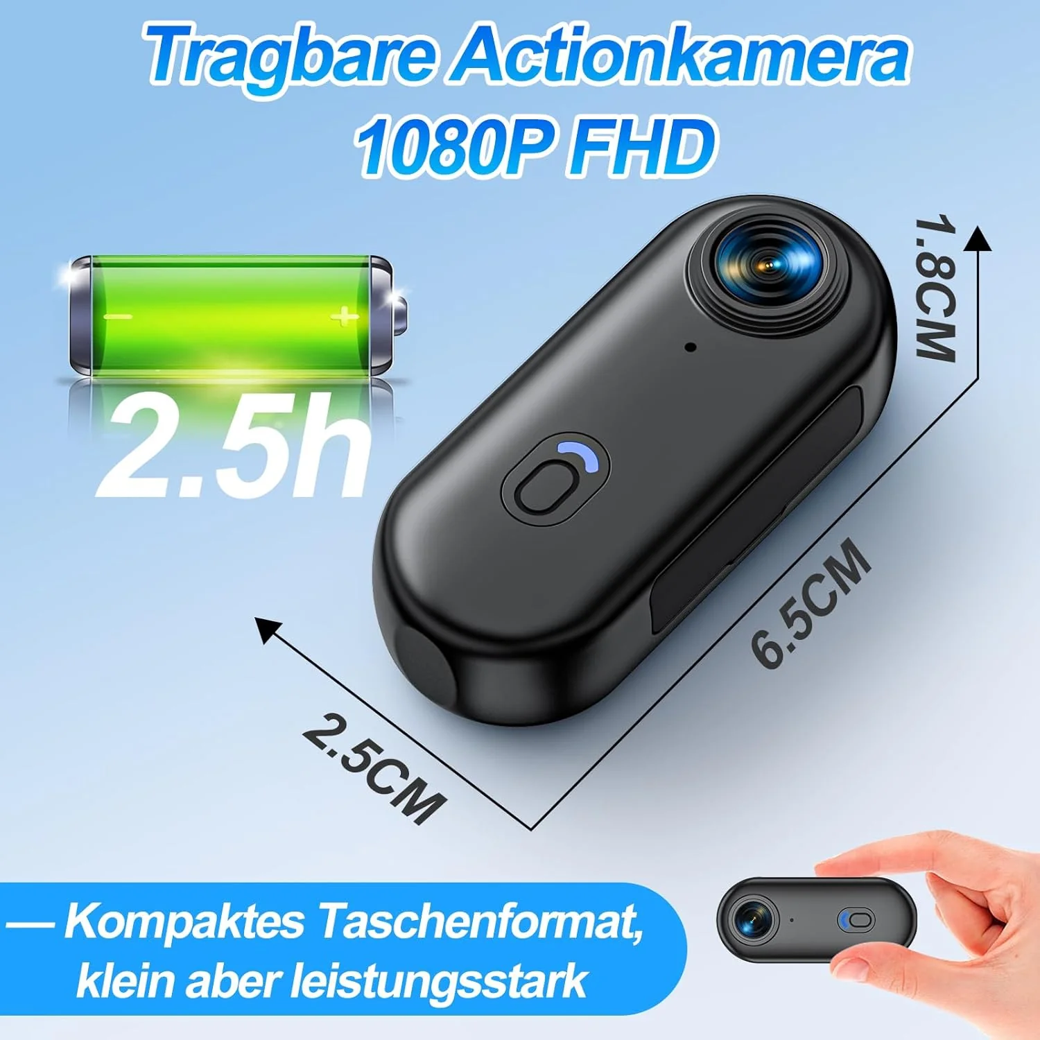 Action Cam Mini, 1080P HD Bodycam WiFi Mit Wasserdichter Hülle, 150° Weitwinkelobjektiv Actionkamera - Image 5