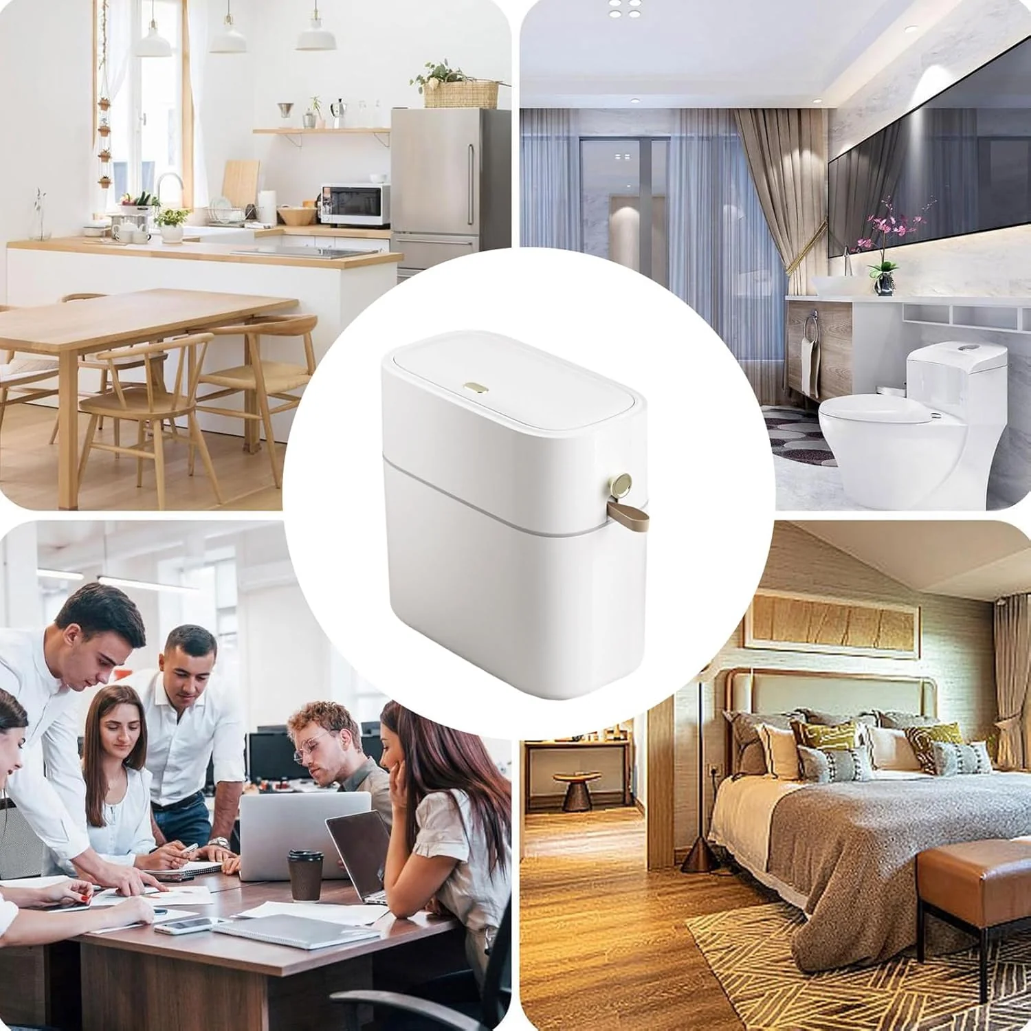 Acunny Abfalleimer für Badezimmer mit Deckel | Sanitär-Mülleimer, schmal, 8 l, für kleine Räume, Hau - Image 5
