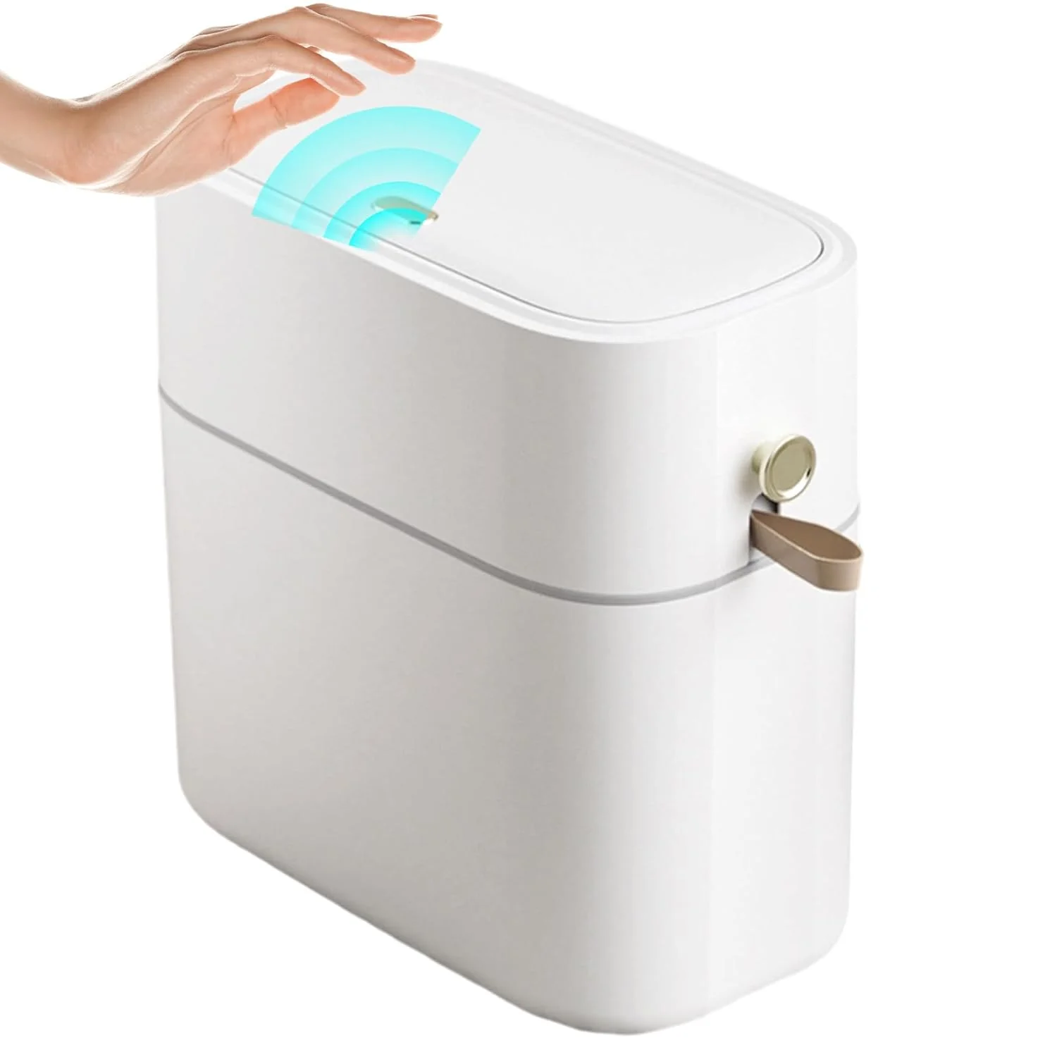 Acunny Abfalleimer für Badezimmer mit Deckel | Sanitär-Mülleimer, schmal, 8 l, für kleine Räume, Hau - Image 8
