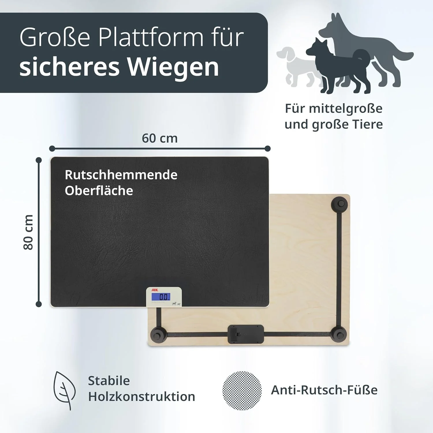 ADE Digitale Tierwaage bis 100 kg | grosse Hundewaage XL | extra leicht und flach | pfotenfreundlich - Image 3