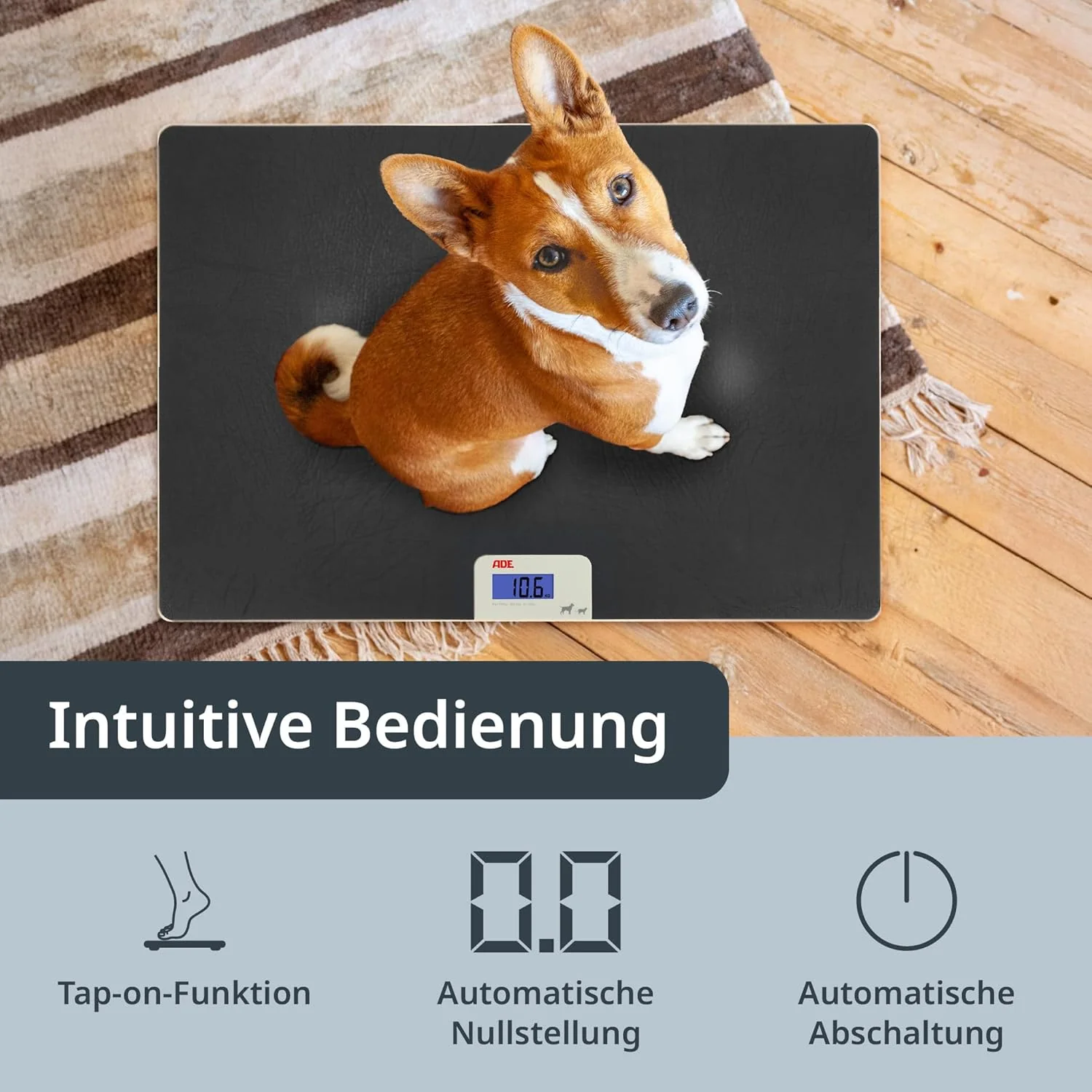 ADE Digitale Tierwaage bis 100 kg | grosse Hundewaage XL | extra leicht und flach | pfotenfreundlich - Image 6