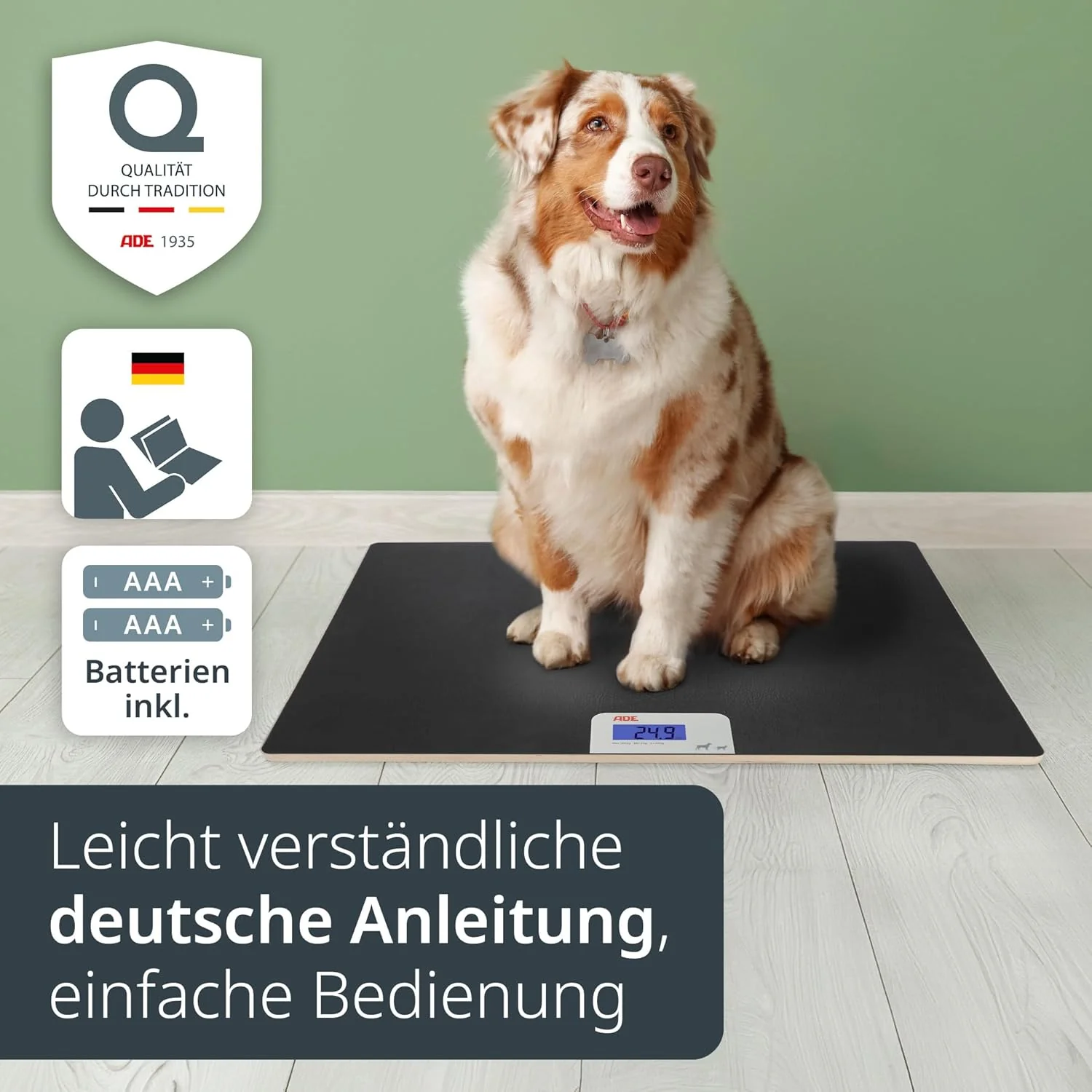 ADE Digitale Tierwaage bis 100 kg | grosse Hundewaage XL | extra leicht und flach | pfotenfreundlich - Image 7