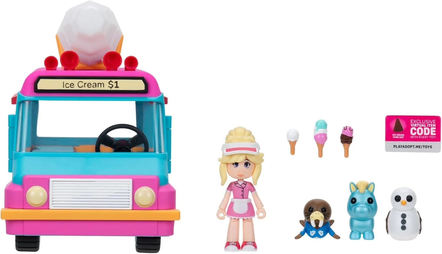 Adopt Me! AME0147 - Eiswagen - Transformierendes Fahrzeug mit Licht und Sound - Top Online Spiel - E - Image 2