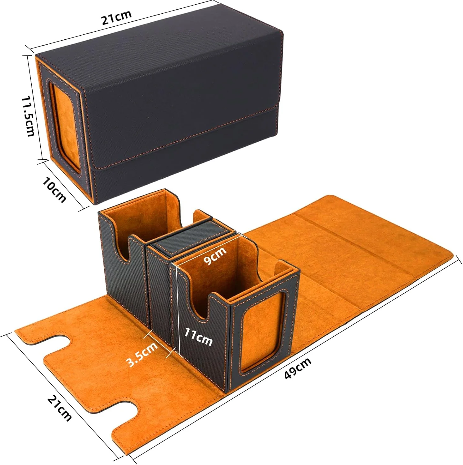AFIING MTG Commander Kartenbox, 3-in-1 Karten-Aufbewahrungsbox für 200+ doppelt gesleevte Karten, Ma - Image 4