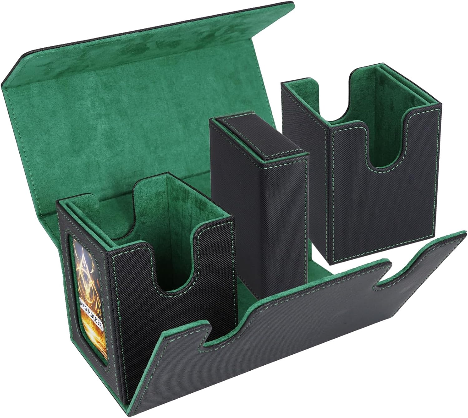 AFIING MTG Commander Kartenbox, 3-in-1 Karten-Aufbewahrungsbox für 200+ doppelt gesleevte Karten, Ma - Image 3