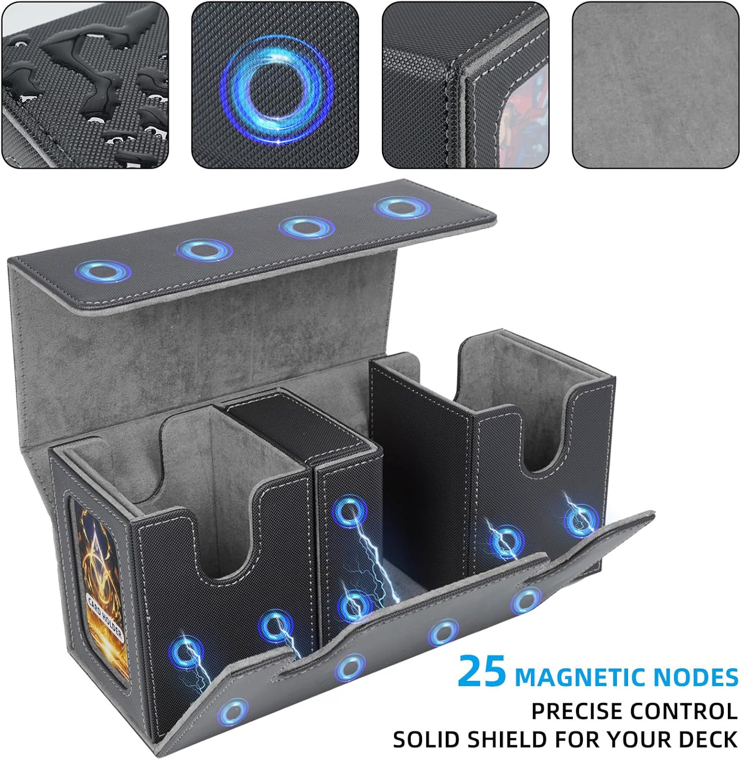 AFIING MTG Commander Kartenbox, 3-in-1 Karten-Aufbewahrungsbox für 200+ doppelt gesleevte Karten, Ma - Image 5