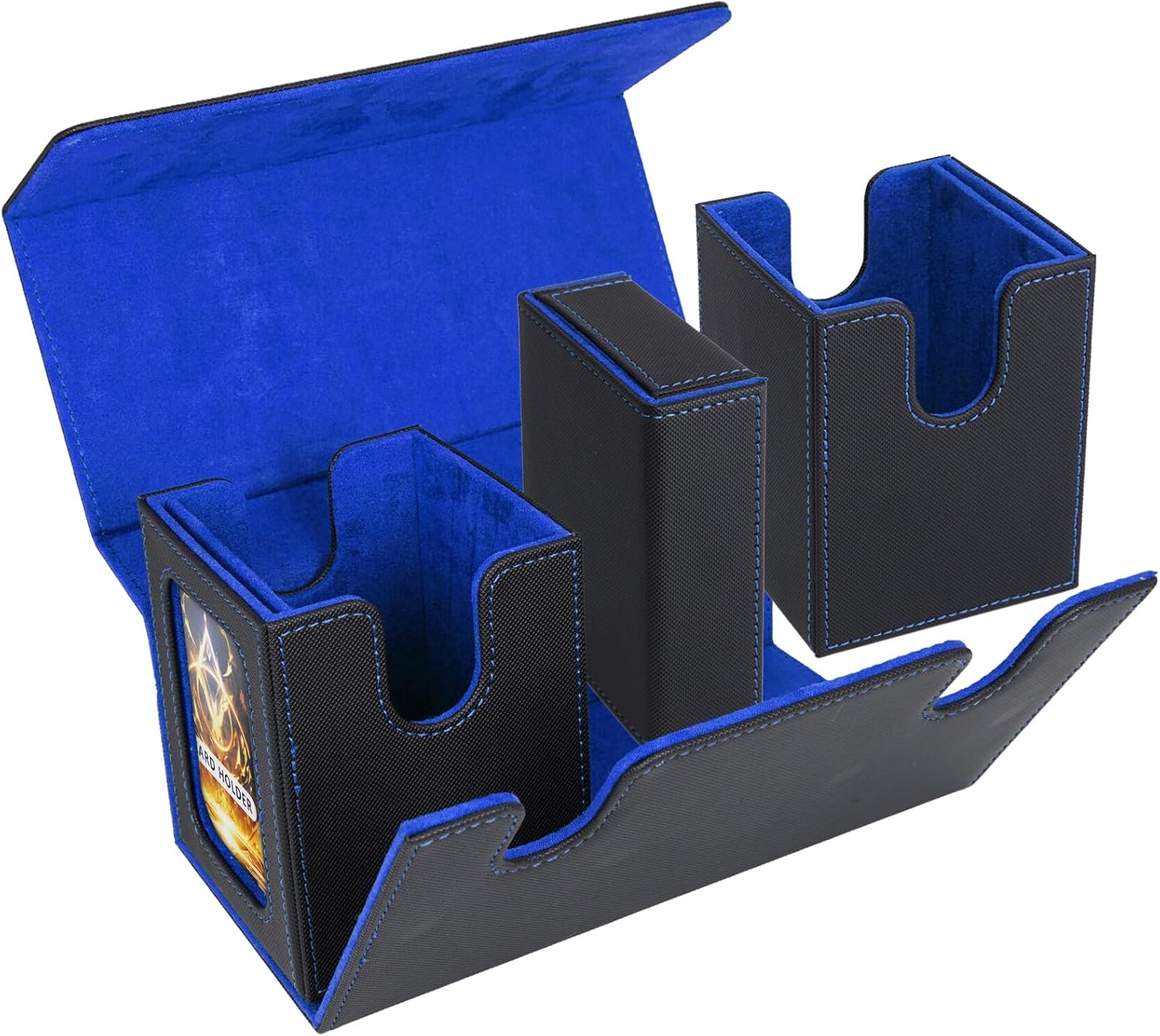 AFIING MTG Commander Kartenbox, 3-in-1 Karten-Aufbewahrungsbox für 200+ doppelt gesleevte Karten, Ma - Image 3