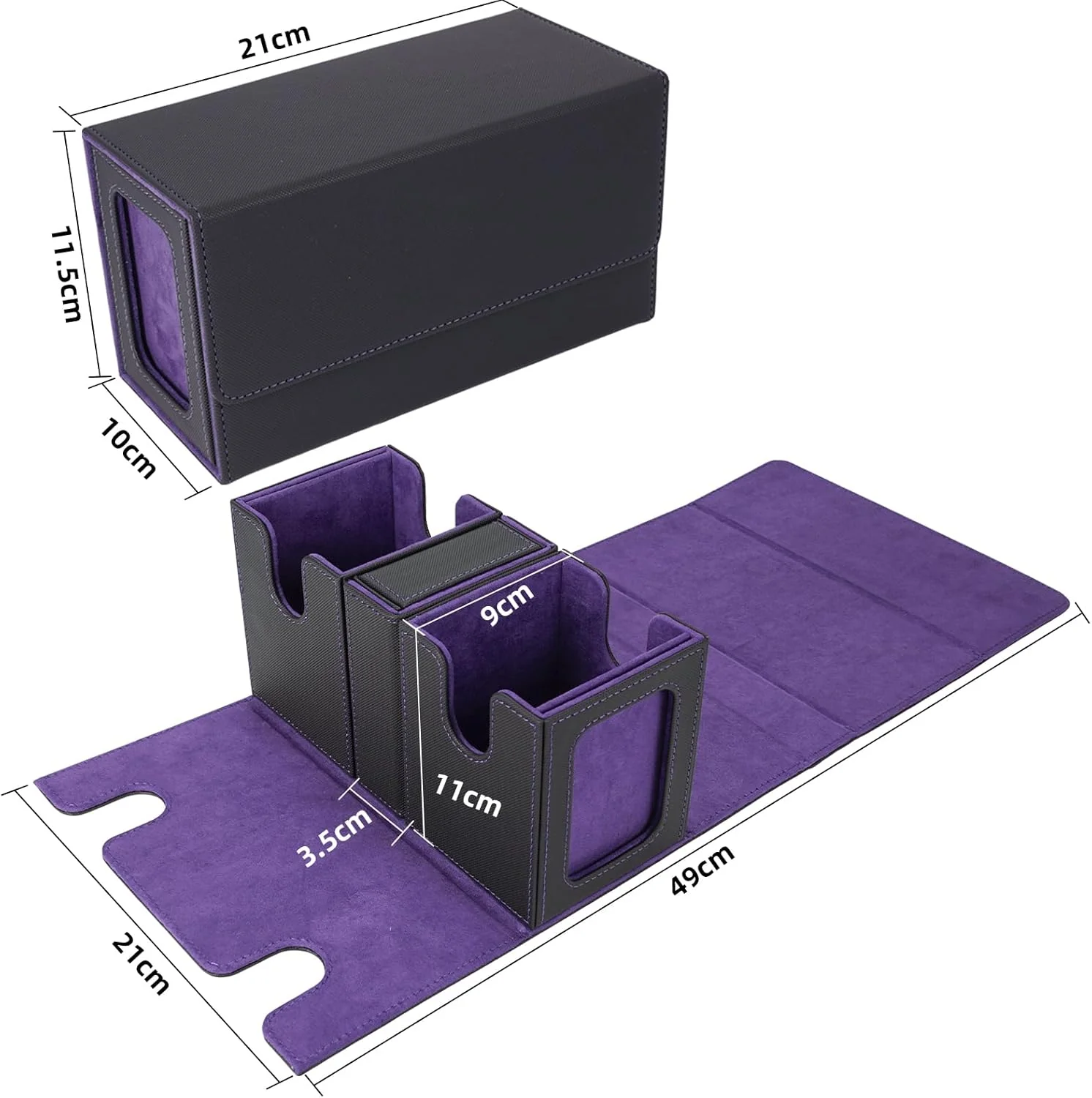 AFIING MTG Commander Kartenbox, 3-in-1 Karten-Aufbewahrungsbox für 200+ doppelt gesleevte Karten, Ma - Image 4