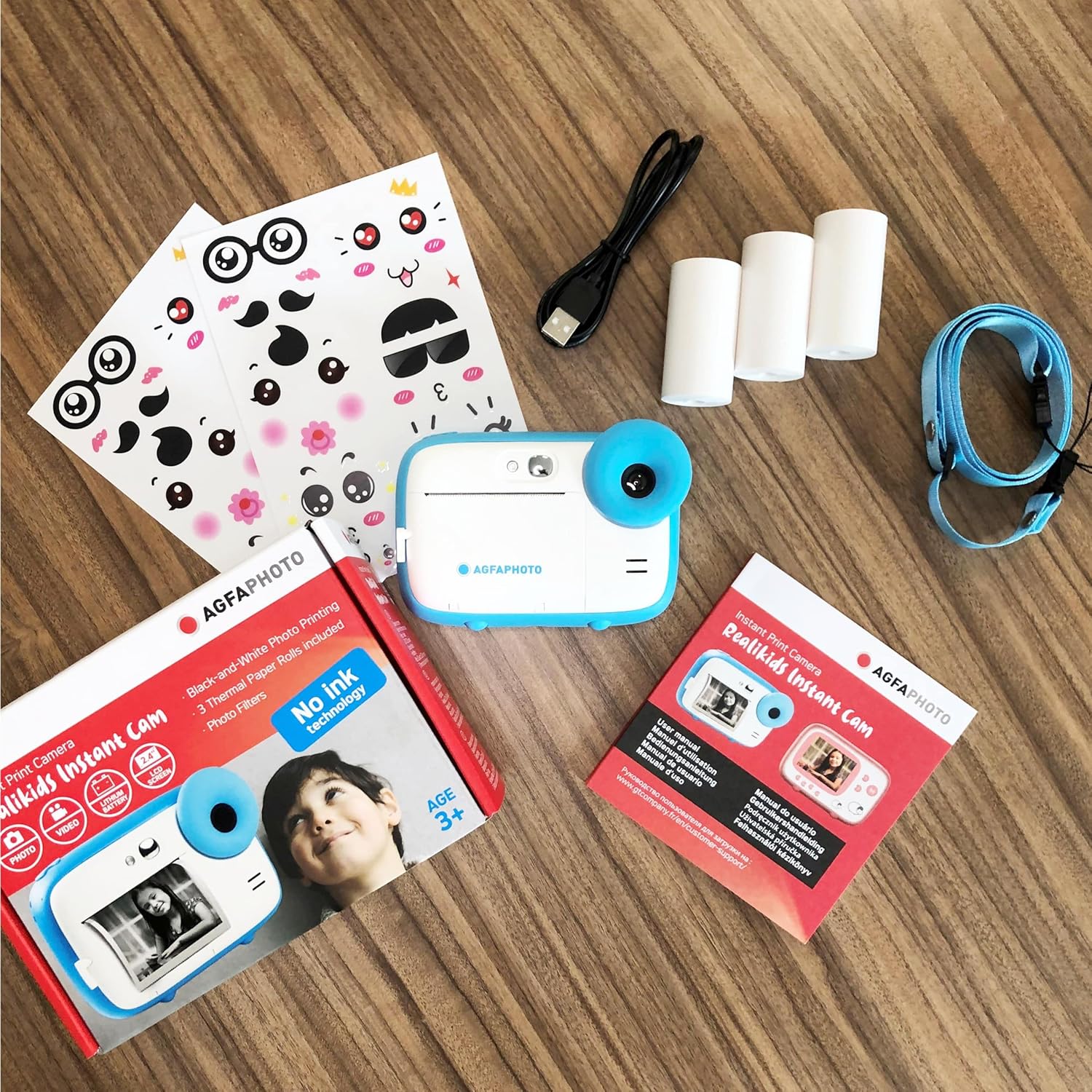 AGFA Photo Realikids Instant Cam + 6 Rollen Thermopapier, ATP3WH – Sofortbildkamera für Kinder, LCD- - Image 8