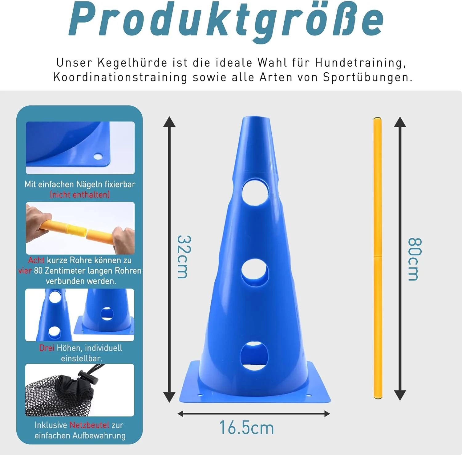 Agility Set Hunde Gross Cavaletti Hunde Steckhürdenset Kinder Hindernisse für Pferde Hundeparcours K - Image 2