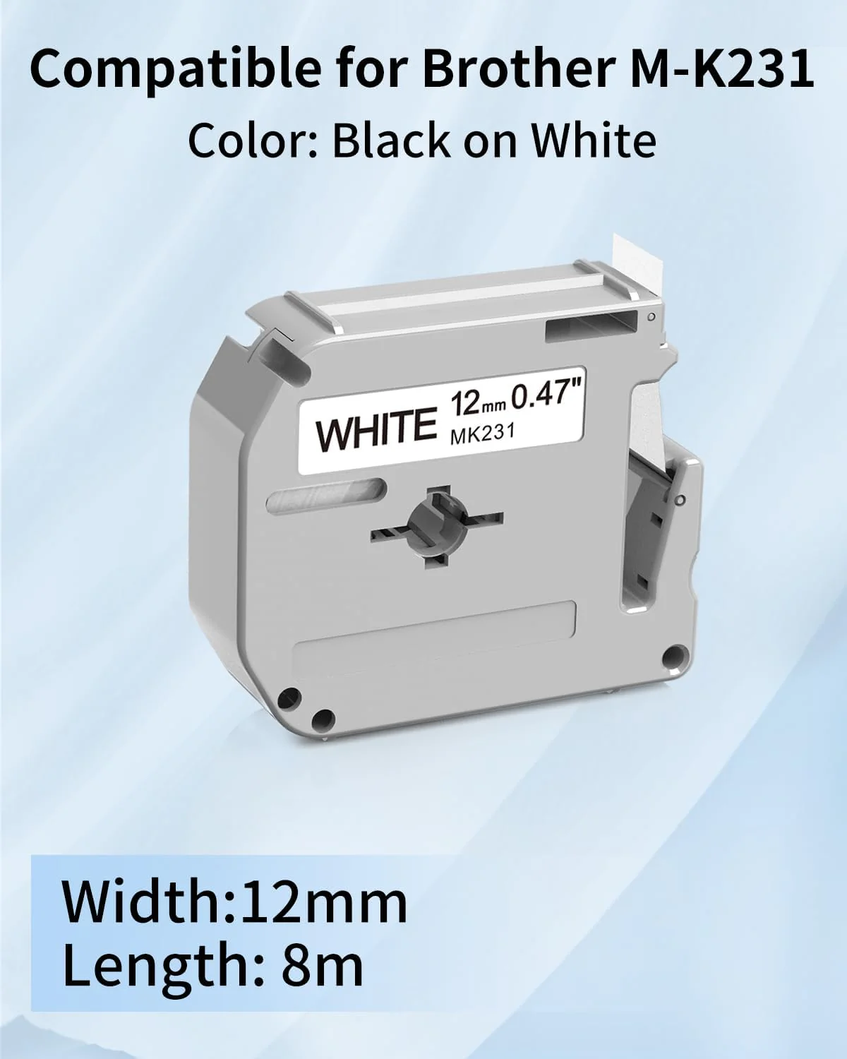 Aken 5 x Kompatibel M-K231 12mm 0.47 Schriftband für Brother P-touch MK-231 M-K231S Schwarz auf Weis - Image 2