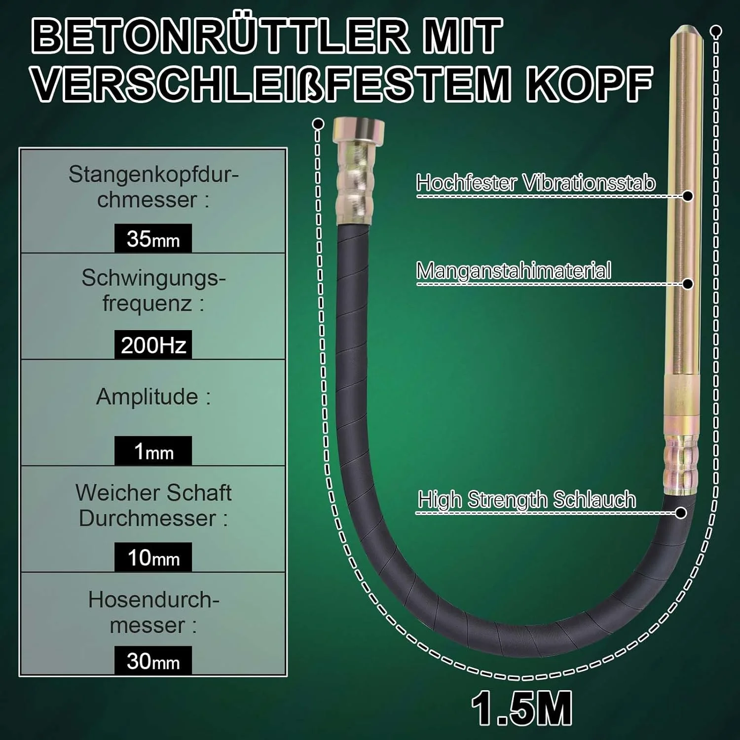 Akku Betonrüttler Kompatibel mit Makita 18V-Akku, 850W Bürstenlos Betonverdichter Betonwerkzeuge mit - Image 3