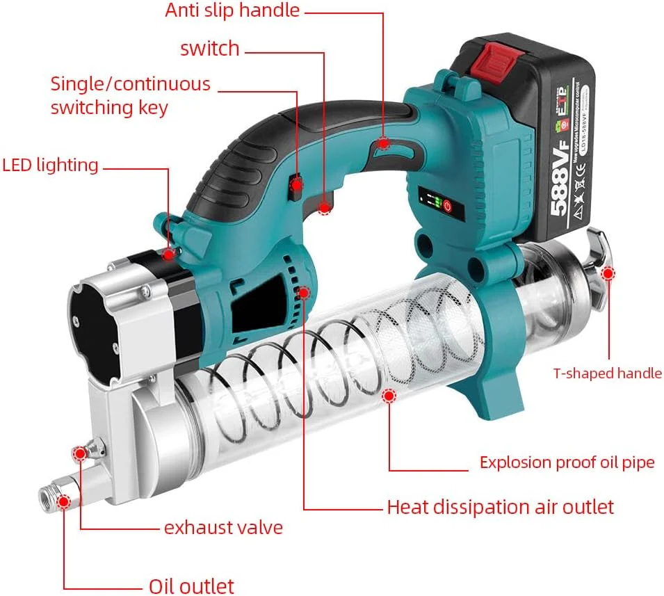 Akku-Fettpresse,Elektrische Fettpresse für Makita 18v Batterie, 69MPa Schläuche,Ideale Fettpresse fü - Image 5